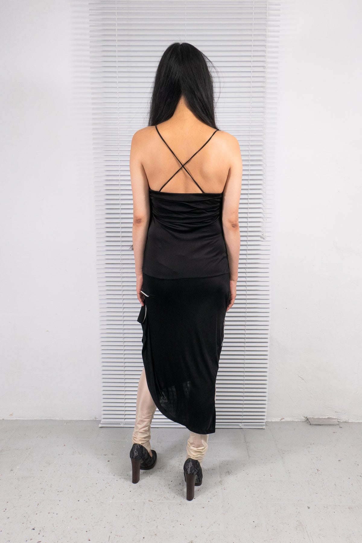 PINKO ASYMMETRIC ZIPPED DRAPED DRESS