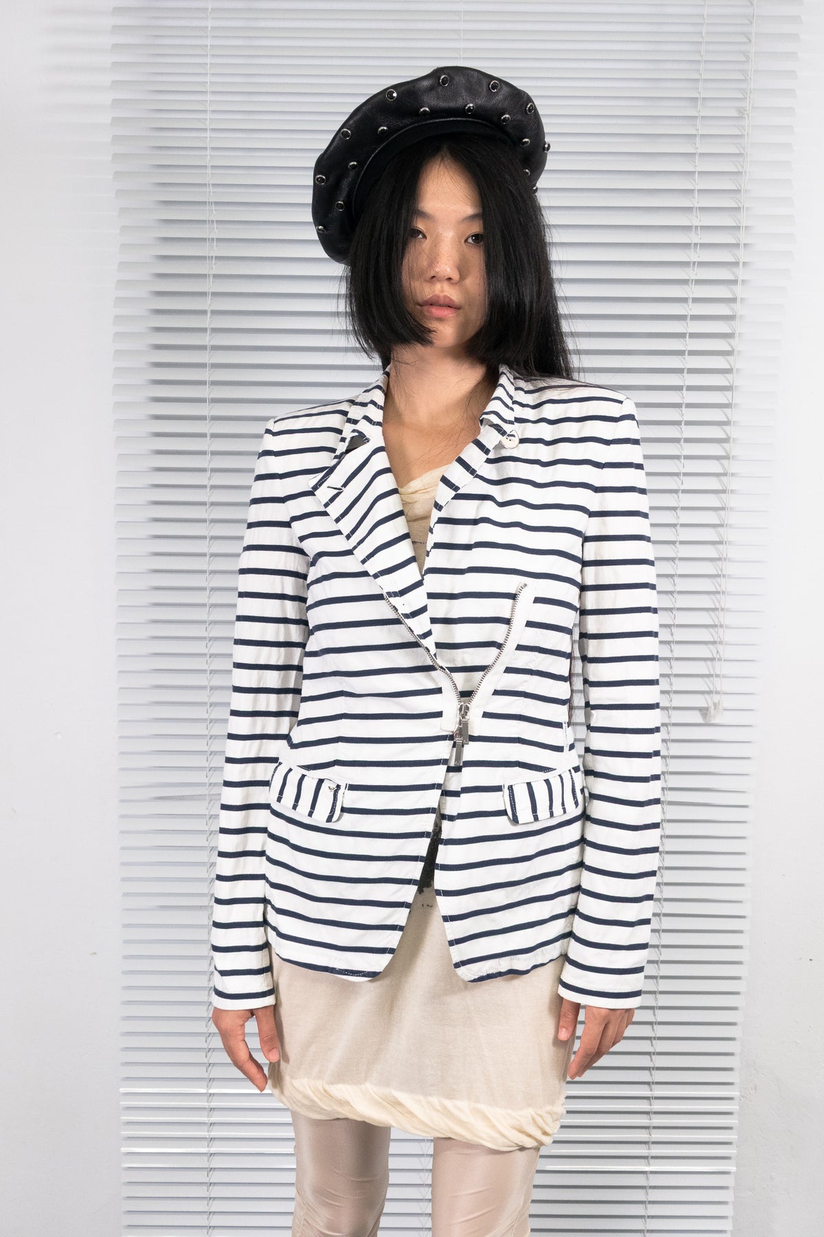 ARMANI JEANS ASYMMETRIC STRIPED JACKET