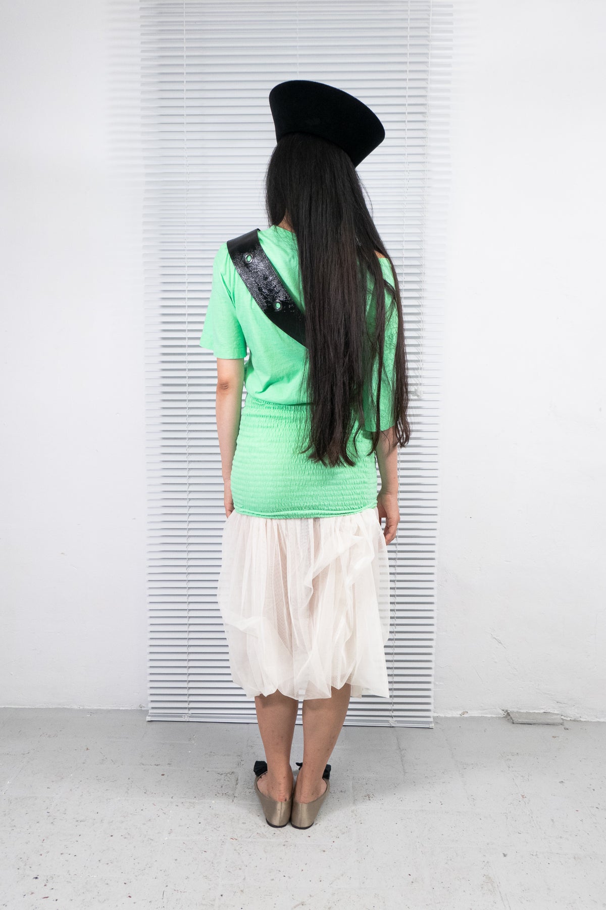 WHITE LAYERED MESH CORSET SKIRT