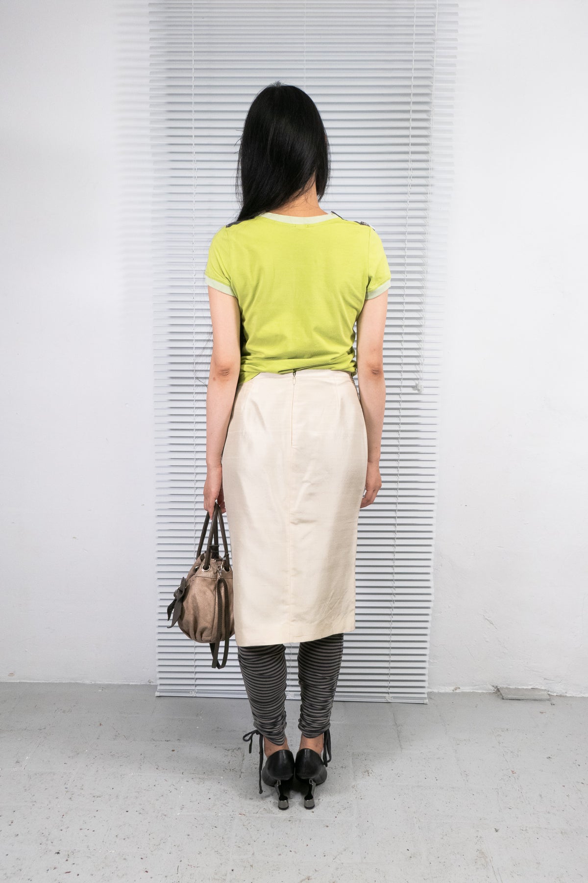 ROMEO GIGLI IRIDESCENT SILK MIDI SKIRT