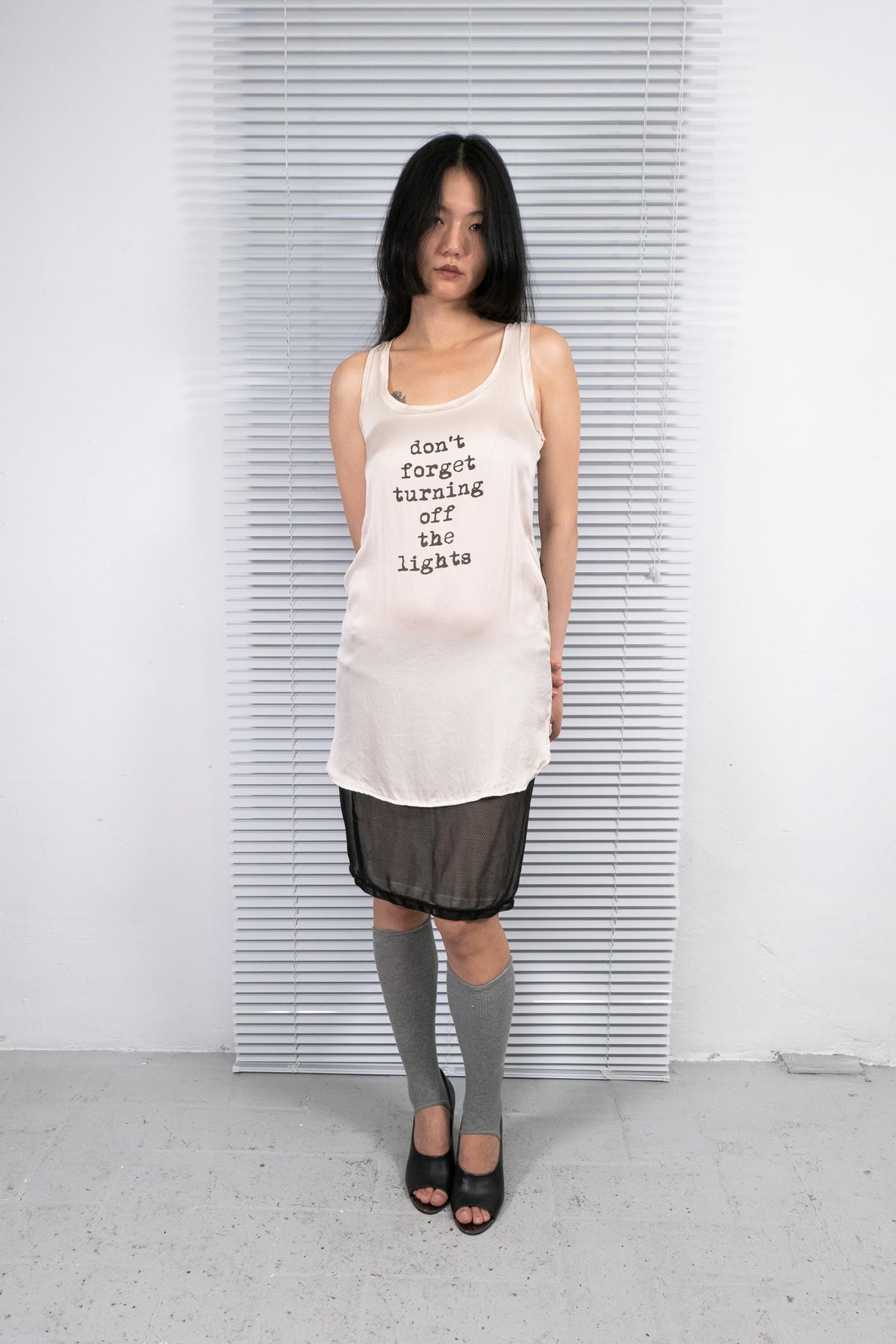 'DON'T FORGET' IVORY SILK TANK TOP