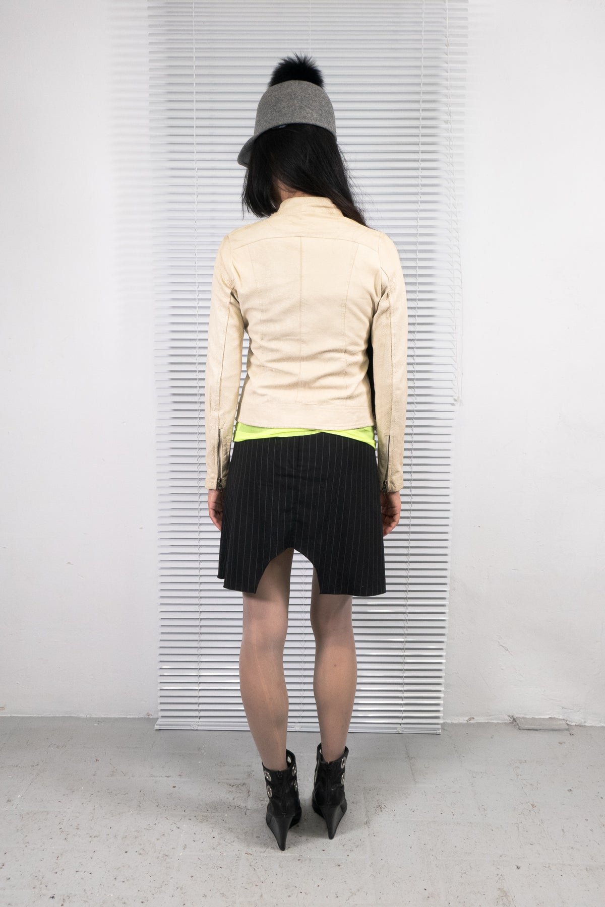 RICHMOND PINSTRIPE TEXT PRINT SKIRT