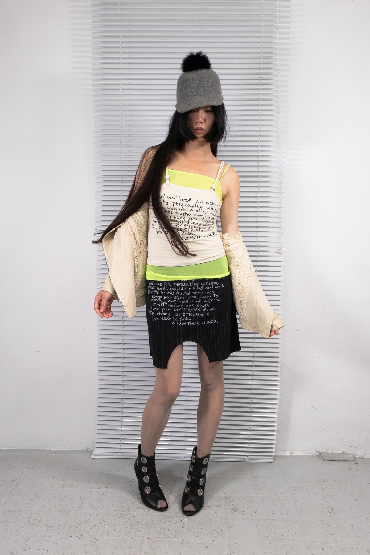 GIORGIO BRATO CREAM ASYMMETRIC LEATHER JACKET