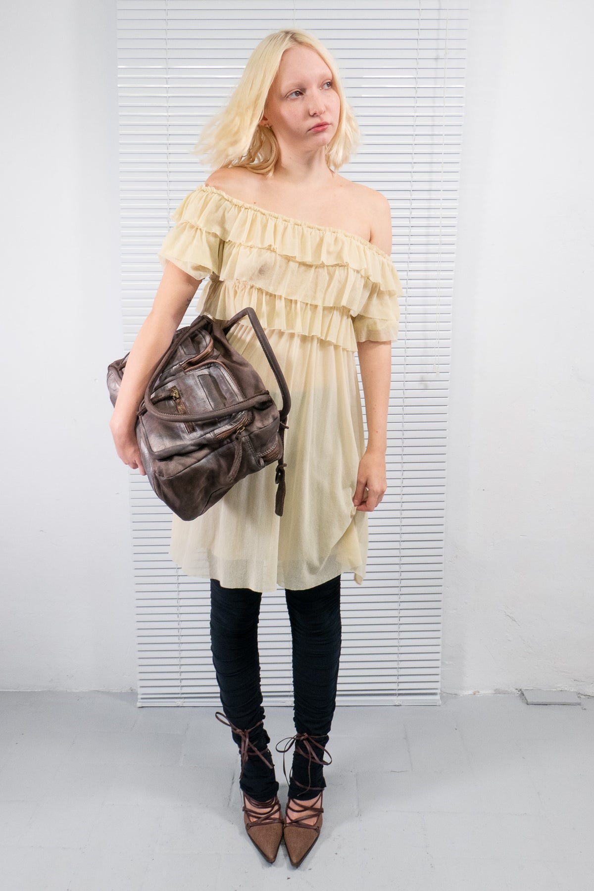 JEAN PAUL GAULTIER PALE YELLOW RUFFLED DRESS