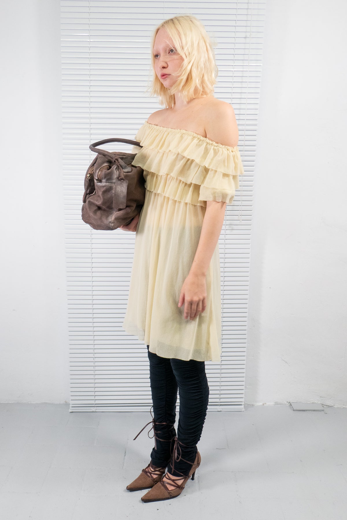 JEAN PAUL GAULTIER PALE YELLOW RUFFLED DRESS