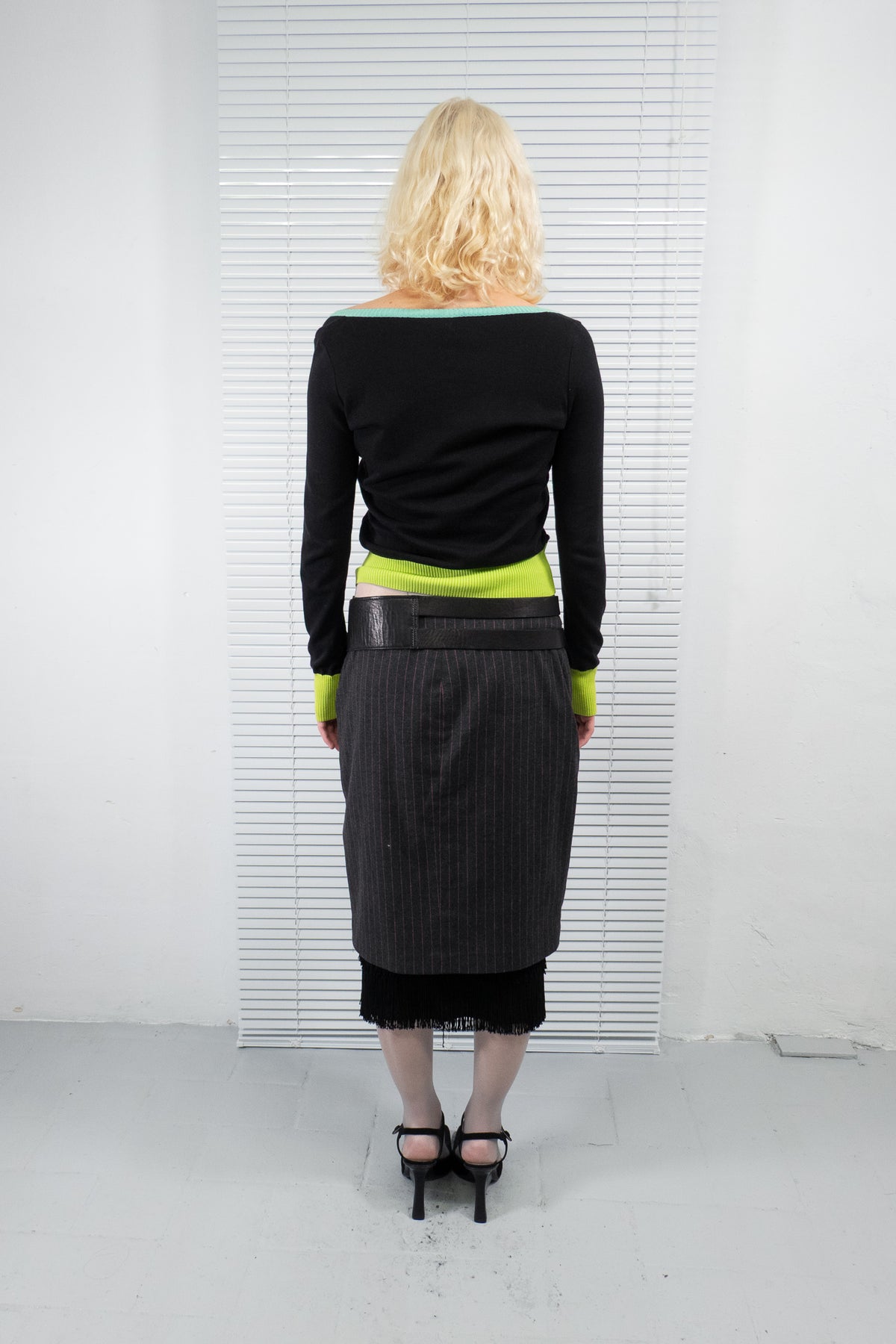 ICEBERG PINSTRIPE ZIP DETAIL SKIRT
