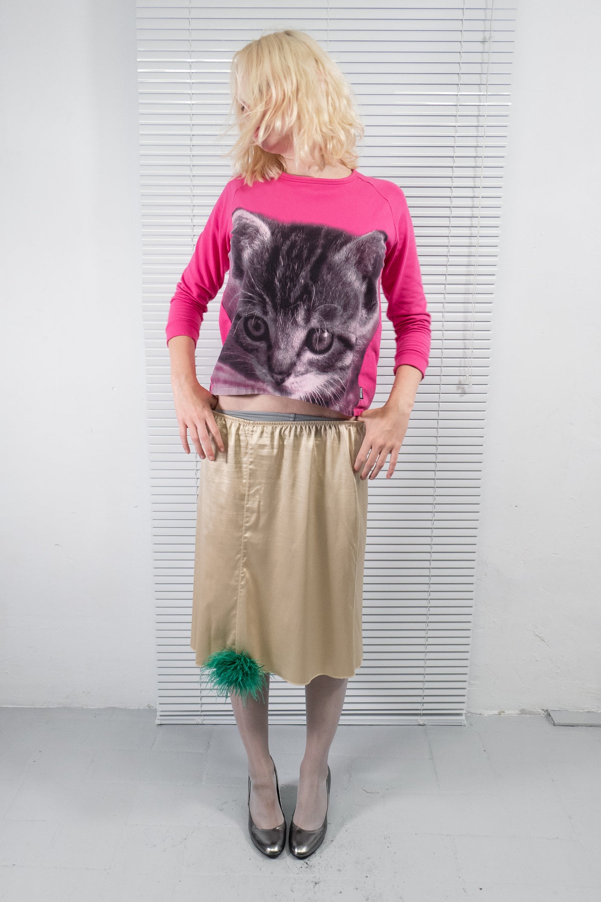 MOSCHINO PINK KITTEN PRINT SWEATSHIRT