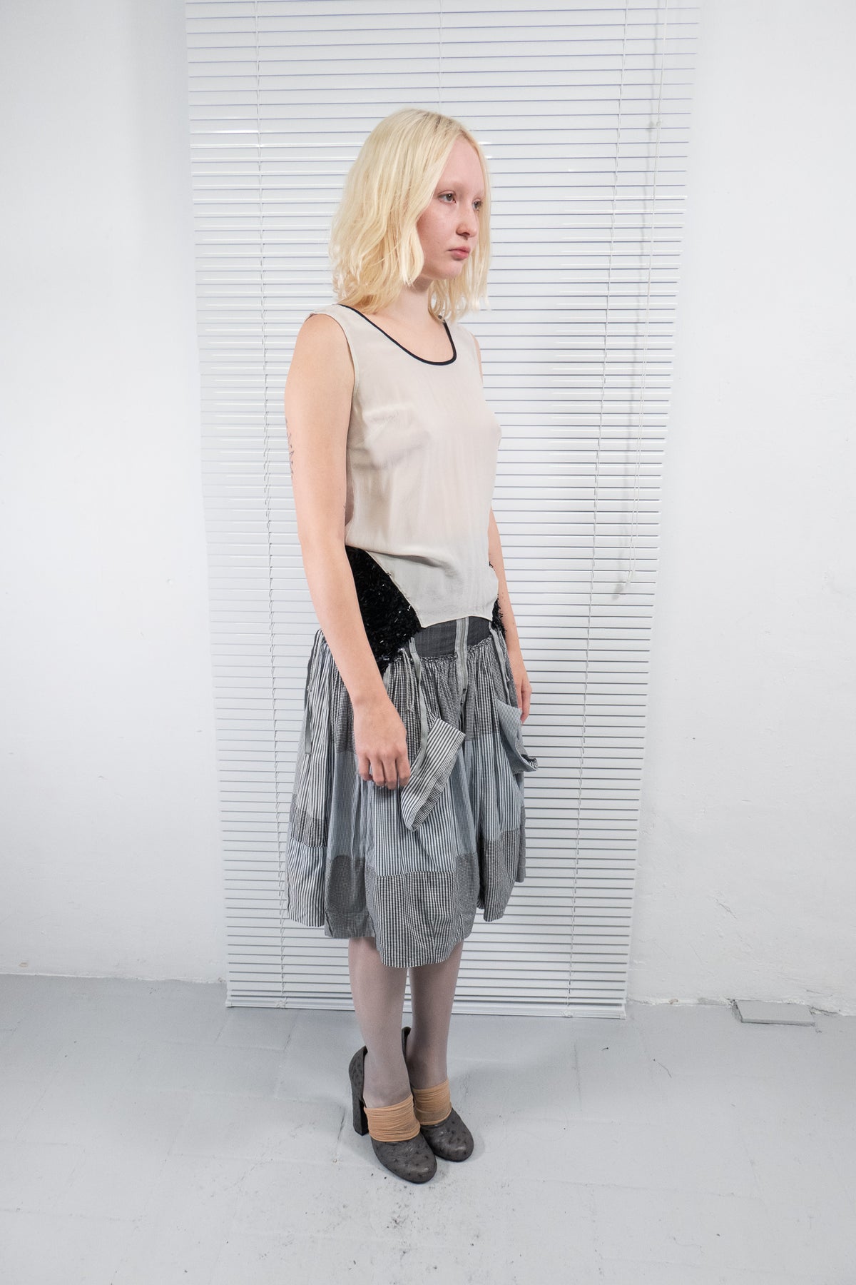 MARITHÉ FRANÇOIS GIRBAUD LACE-UP CHECKERED SKIRT