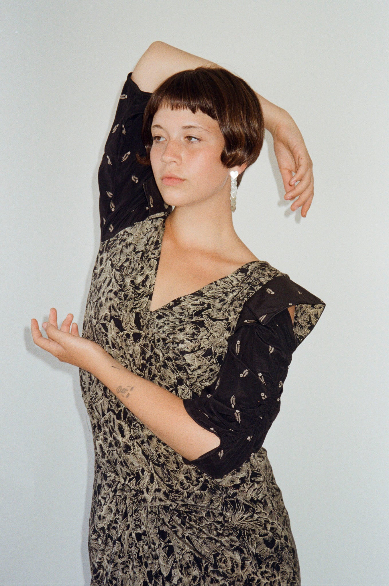 Black Two Tone Ruched Dress