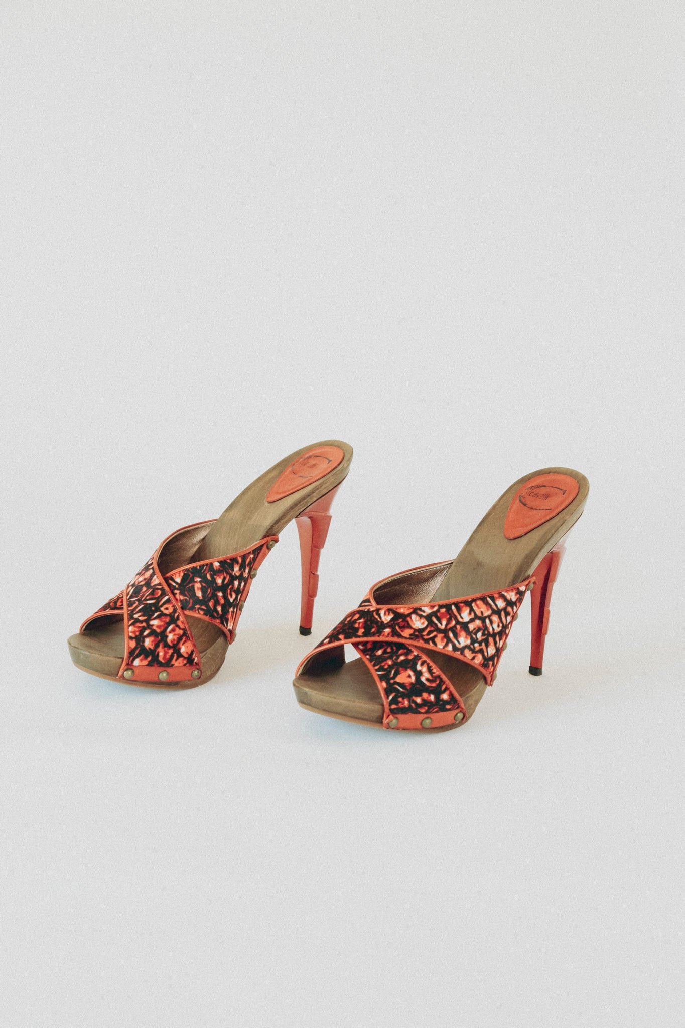 Just Cavalli Metallic Heel Cloth Mules(38)