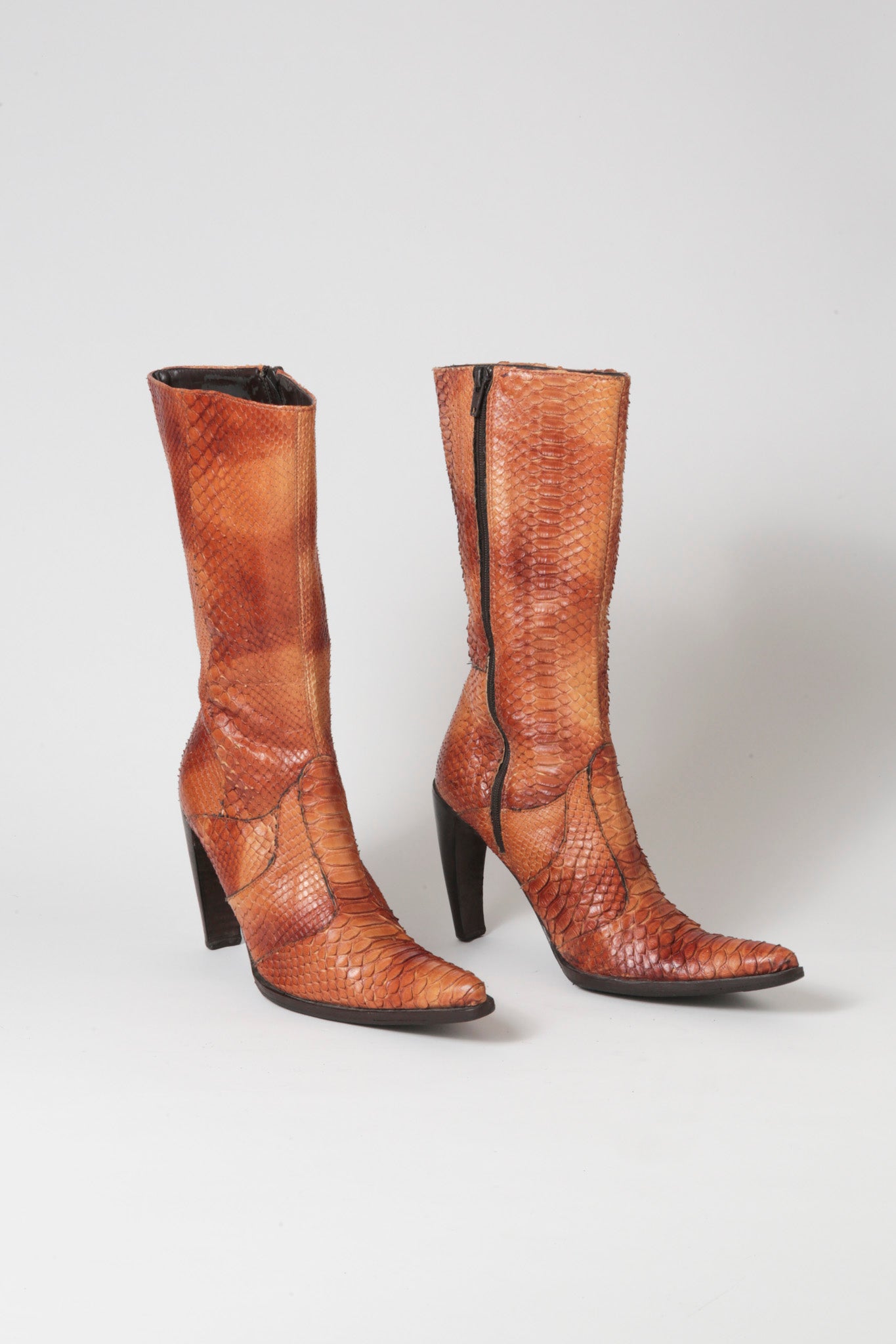 Snake Patchwork Pointy Boots