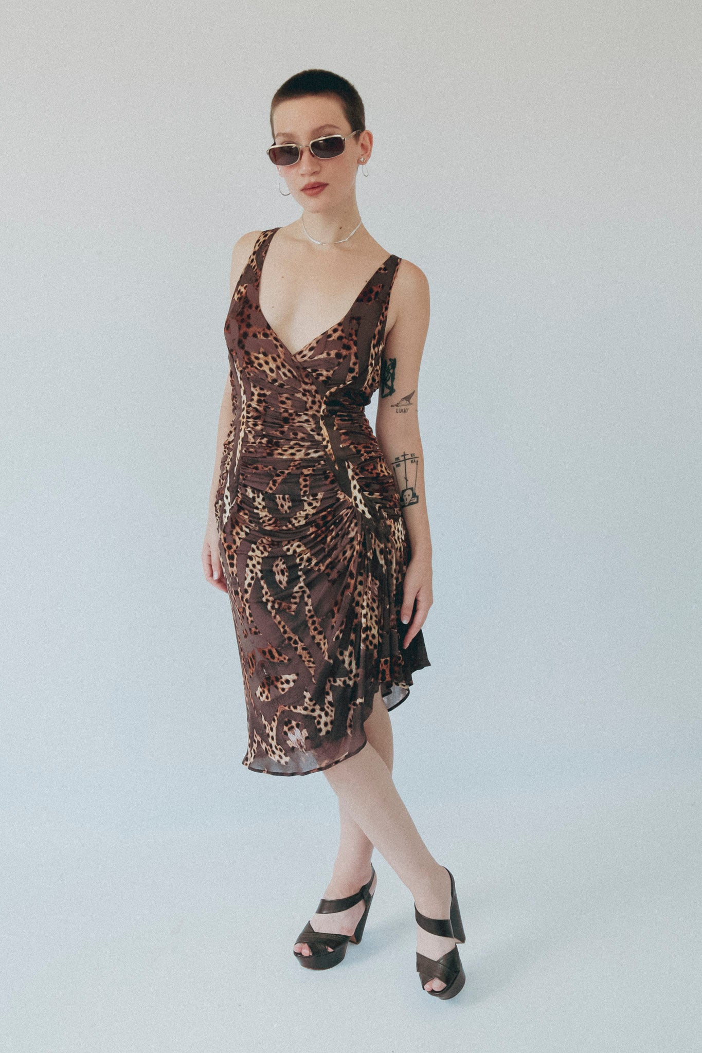 Roberto Cavalli Leopard Ruched Dress