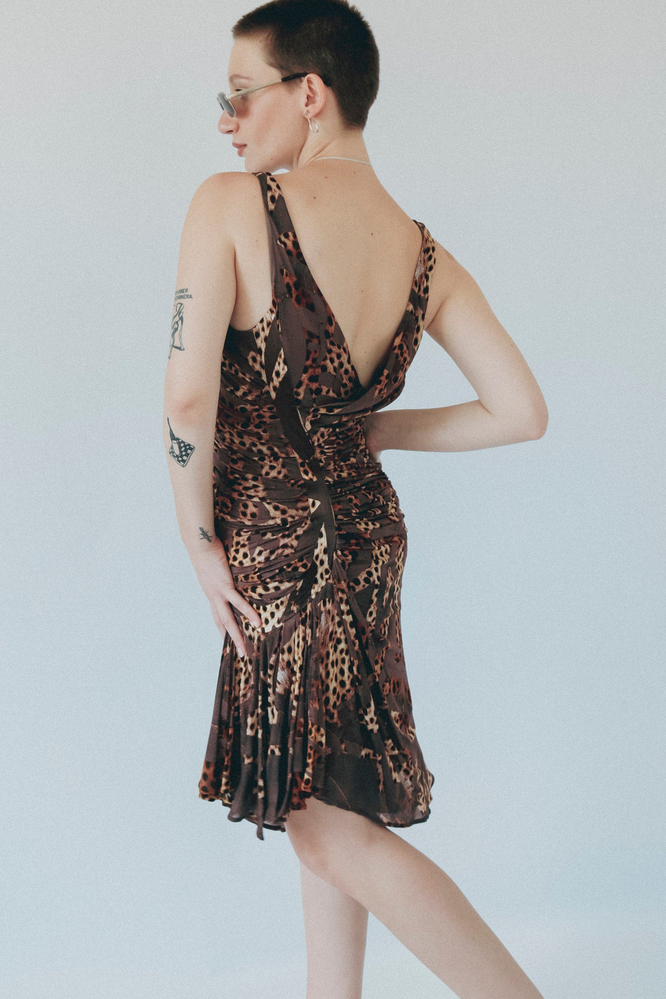 Roberto Cavalli Leopard Ruched Dress