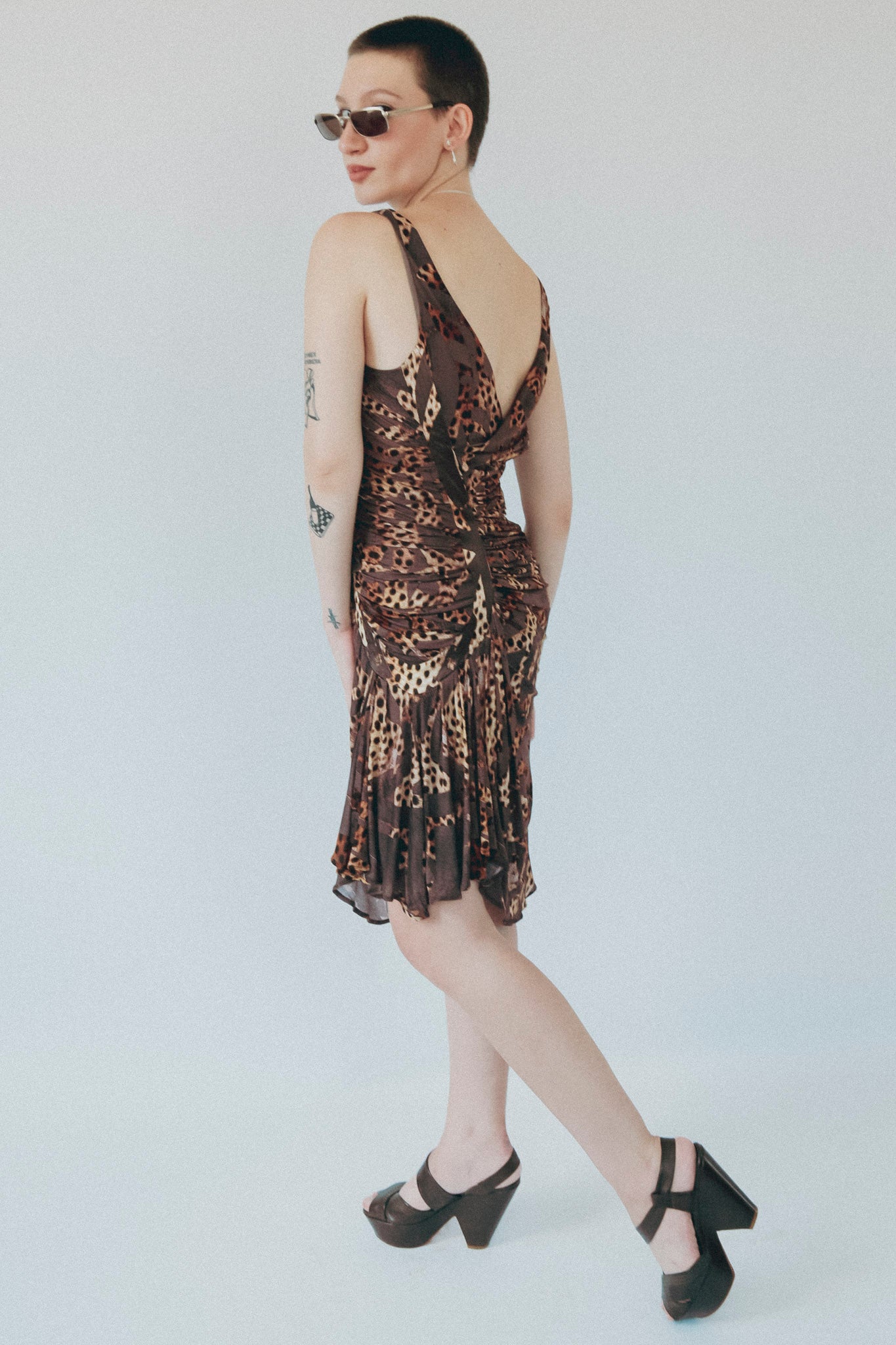 Roberto Cavalli Leopard Ruched Dress