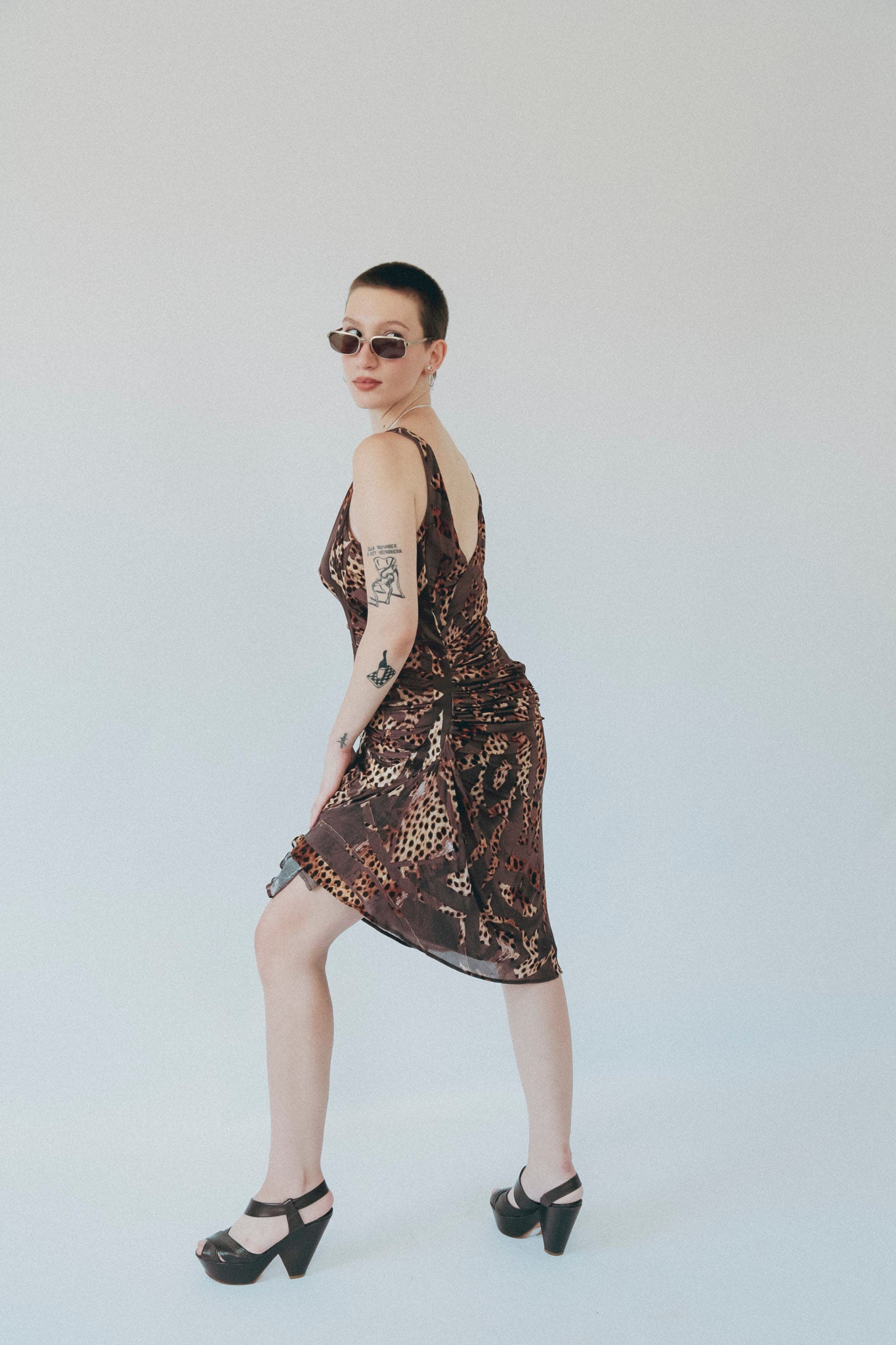 Roberto Cavalli Leopard Ruched Dress