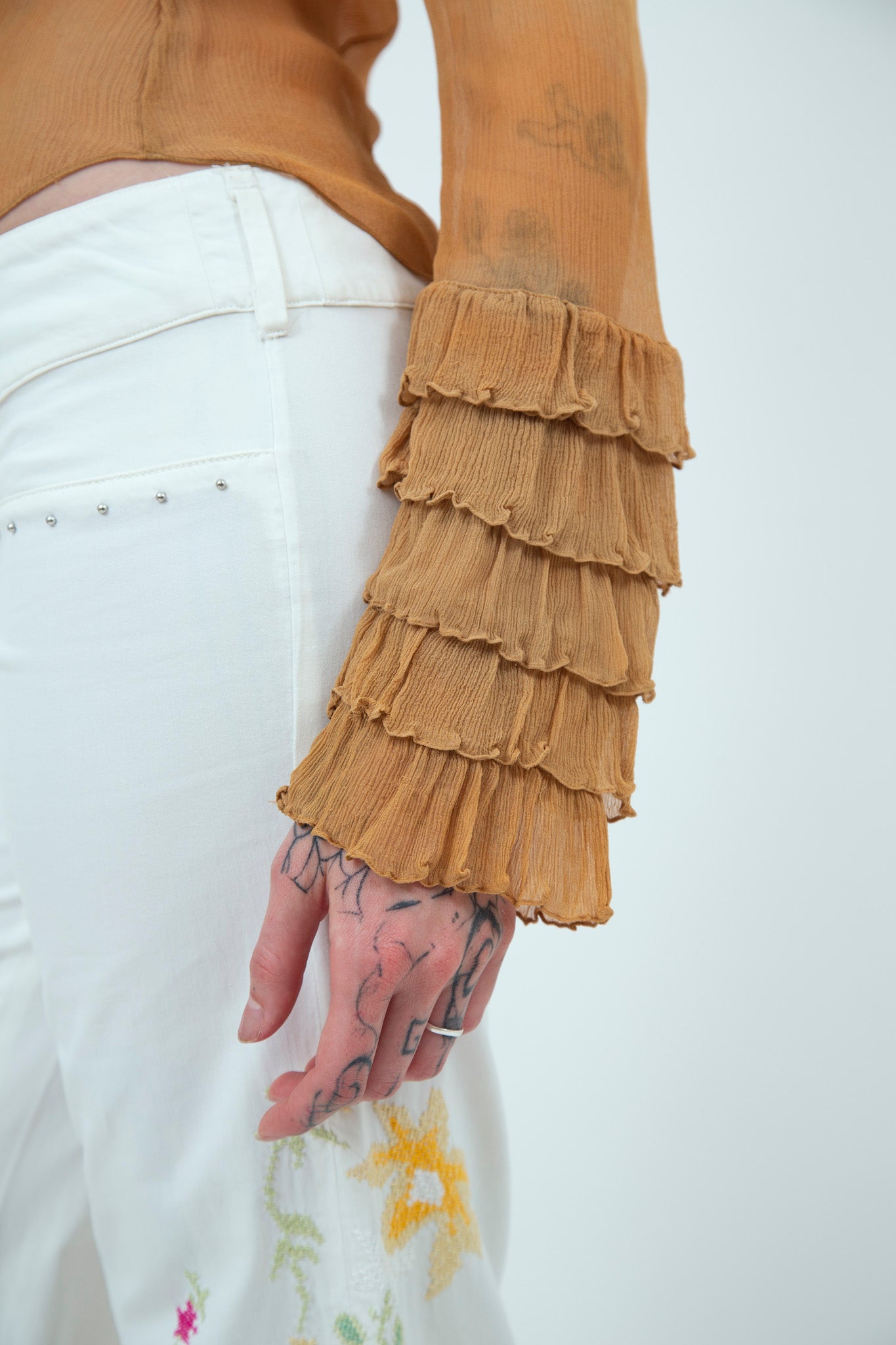 Guess Silk Chiffon Ruffle Blouse
