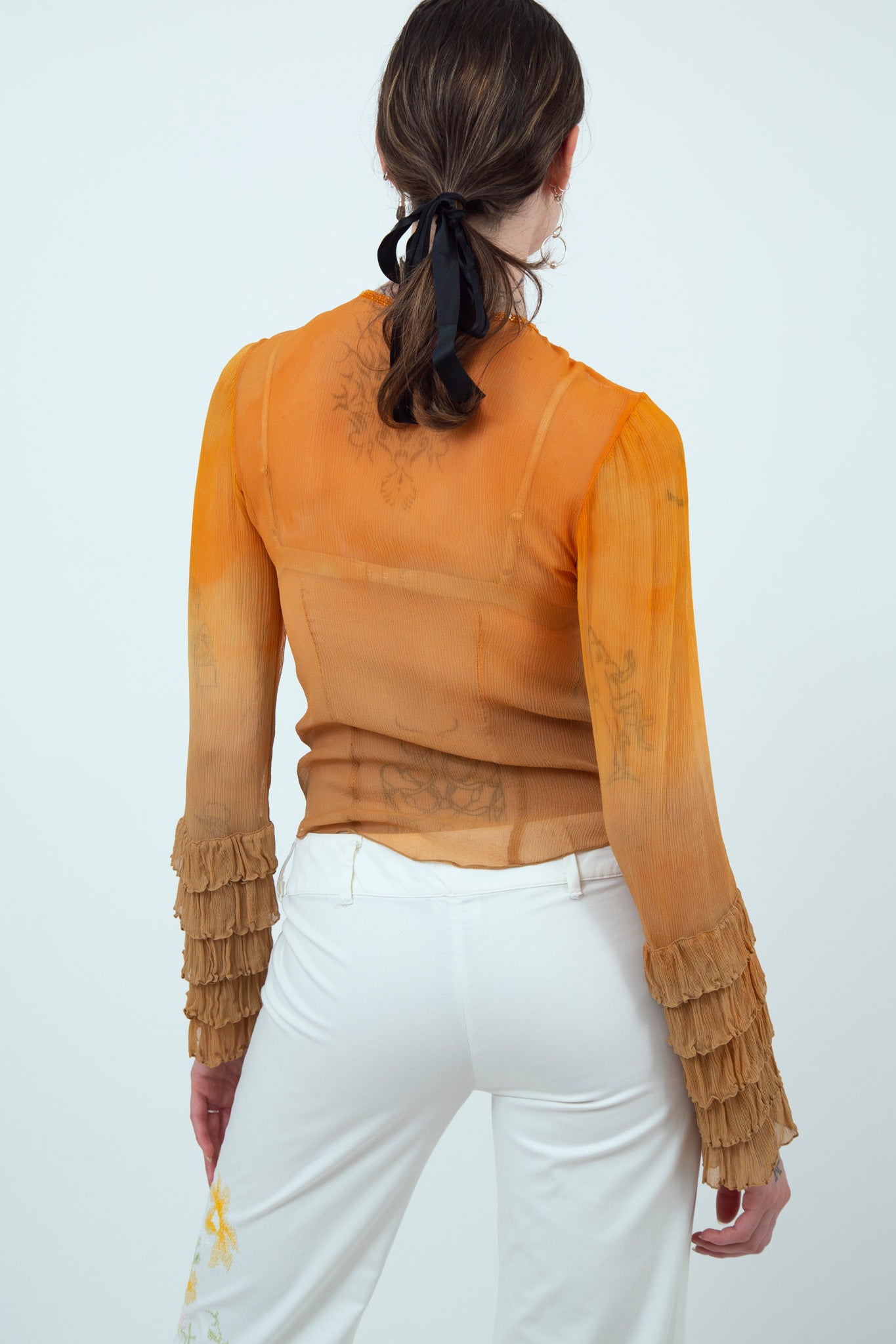 Guess Silk Chiffon Ruffle Blouse