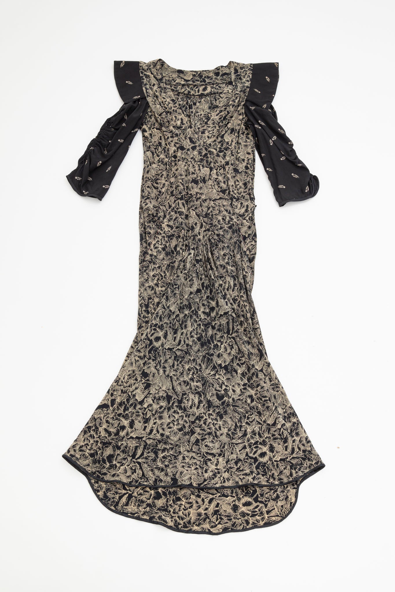 Black Two Tone Ruched Dress