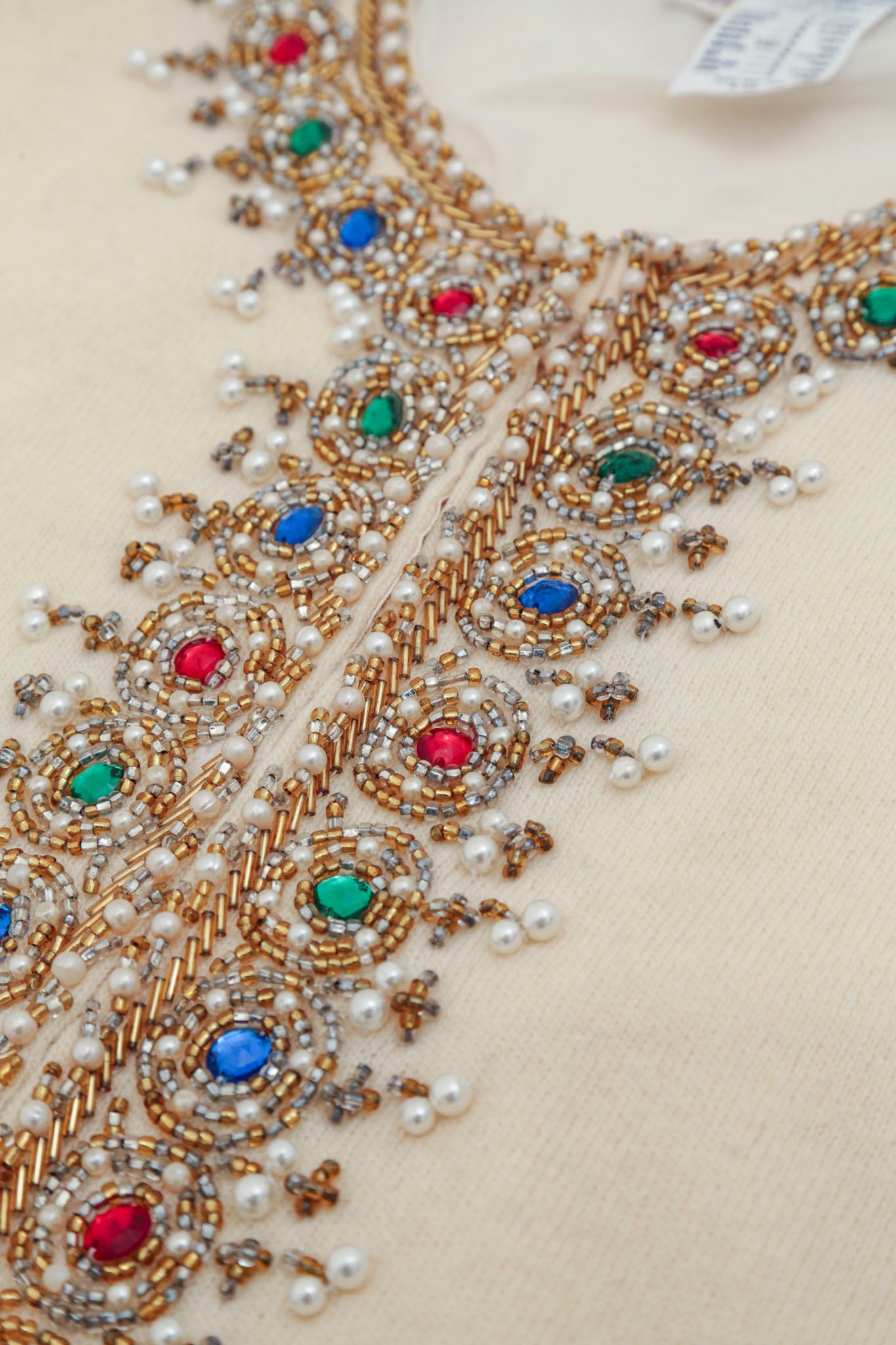 Beaded Pearl Wool Sweater