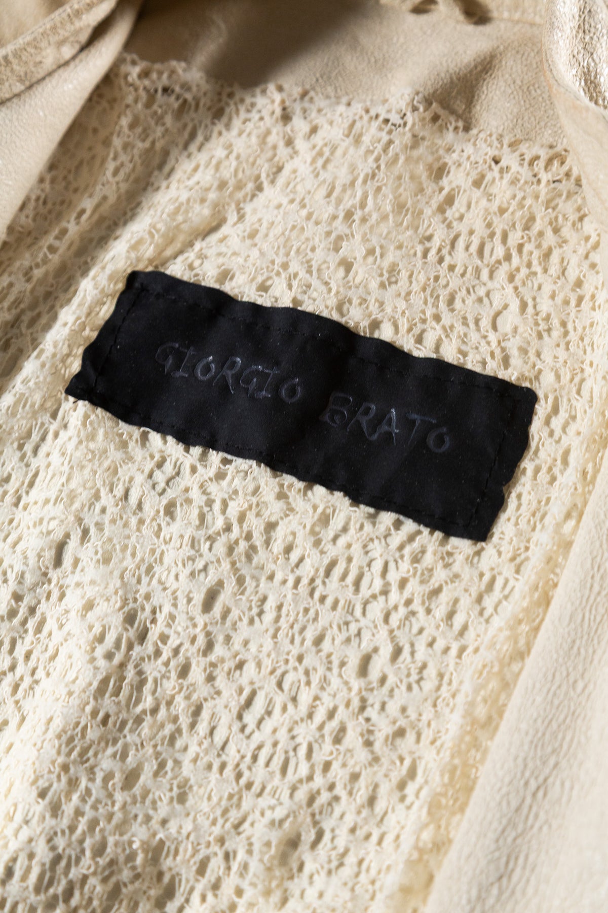 GIORGIO BRATO CREAM ASYMMETRIC LEATHER JACKET