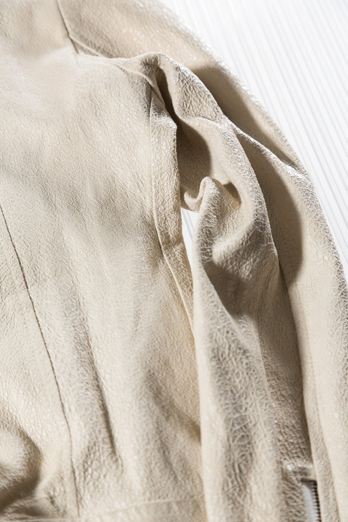 GIORGIO BRATO CREAM ASYMMETRIC LEATHER JACKET