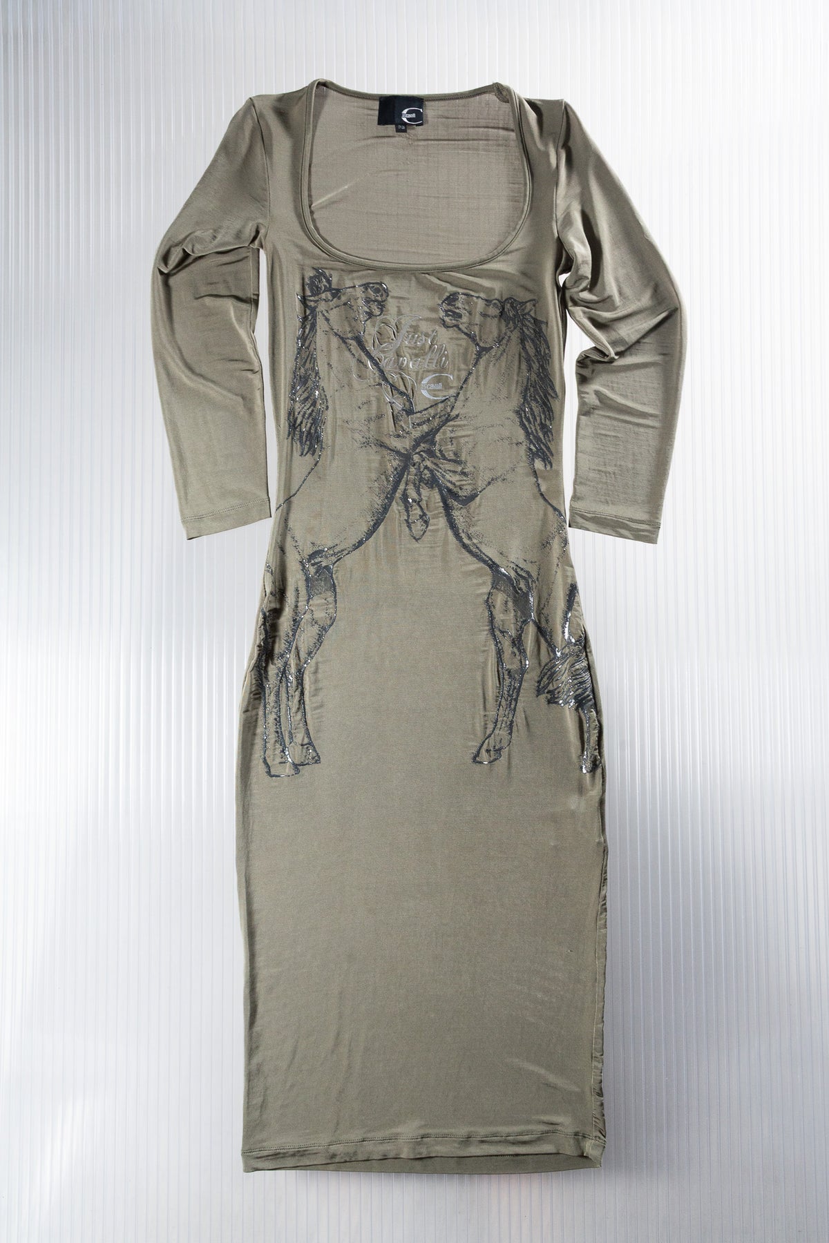 ROBERTO CAVALLI HORSE TEXTURED MIDI DRESS