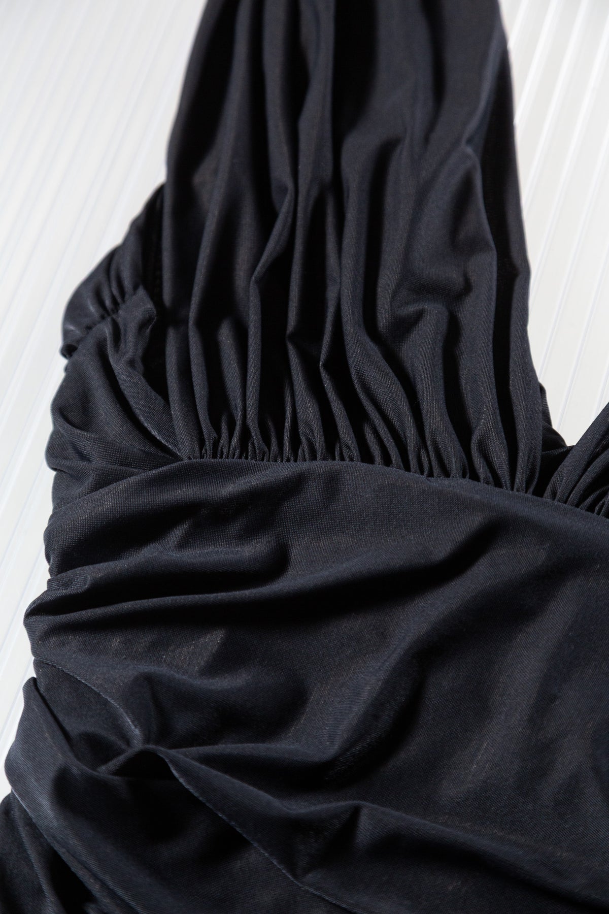 BLACK DRAPED PLUNGE TOP