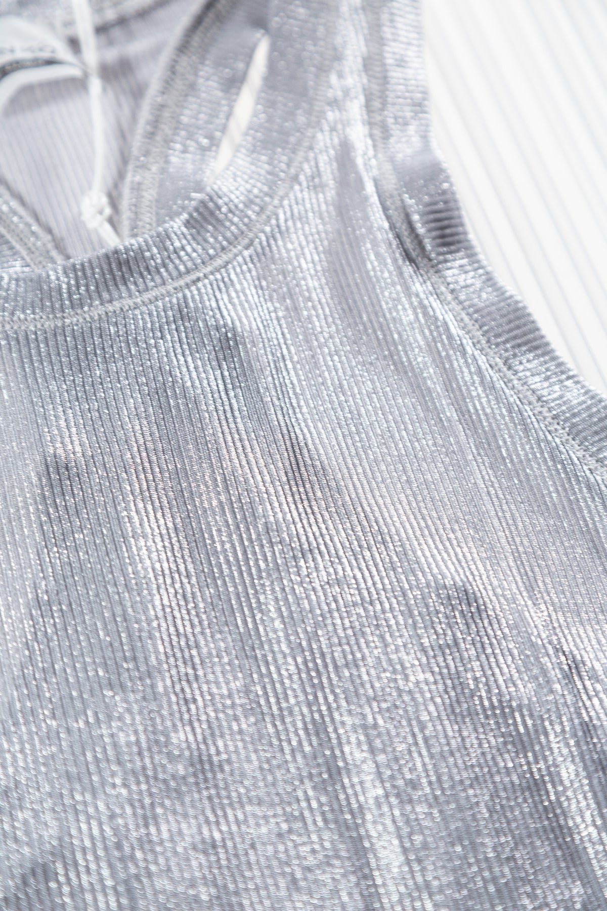 SILVER METALLIC VISCOSE TANK TOP
