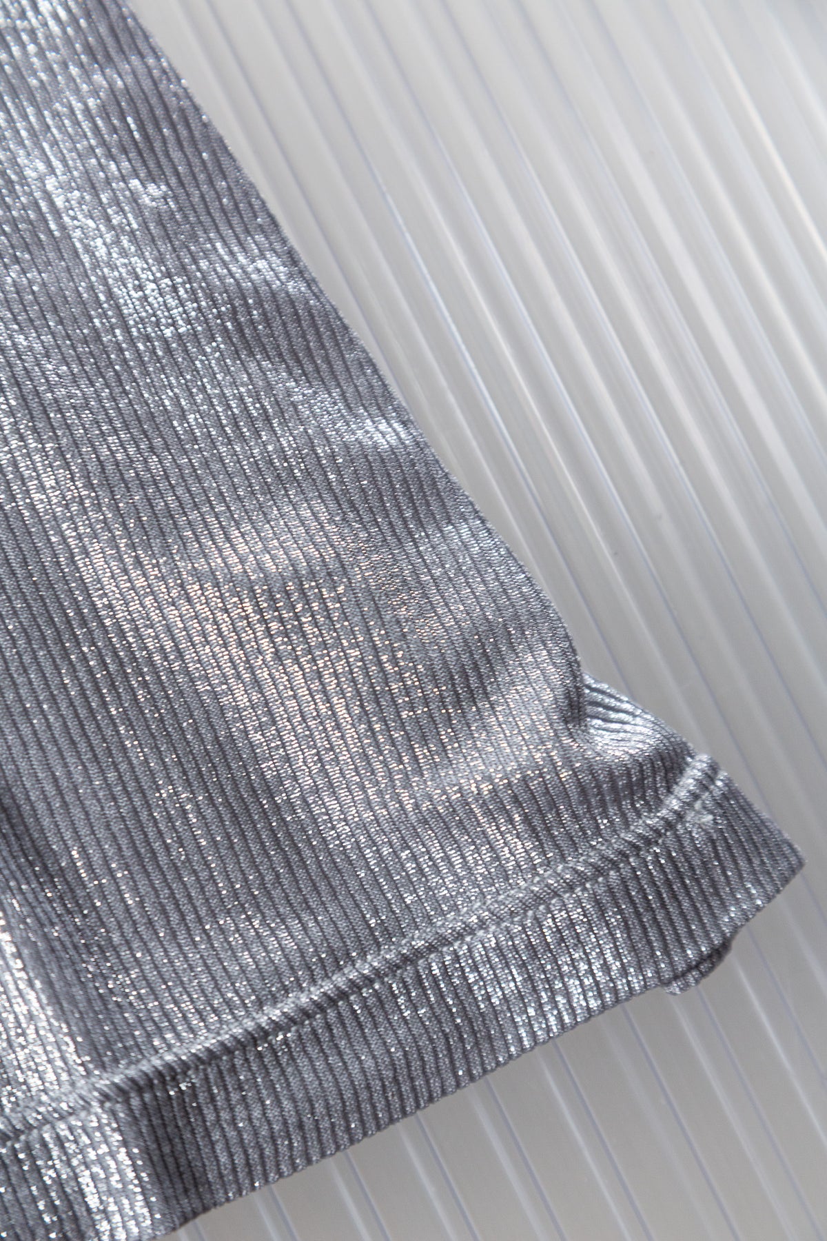 SILVER METALLIC VISCOSE TANK TOP