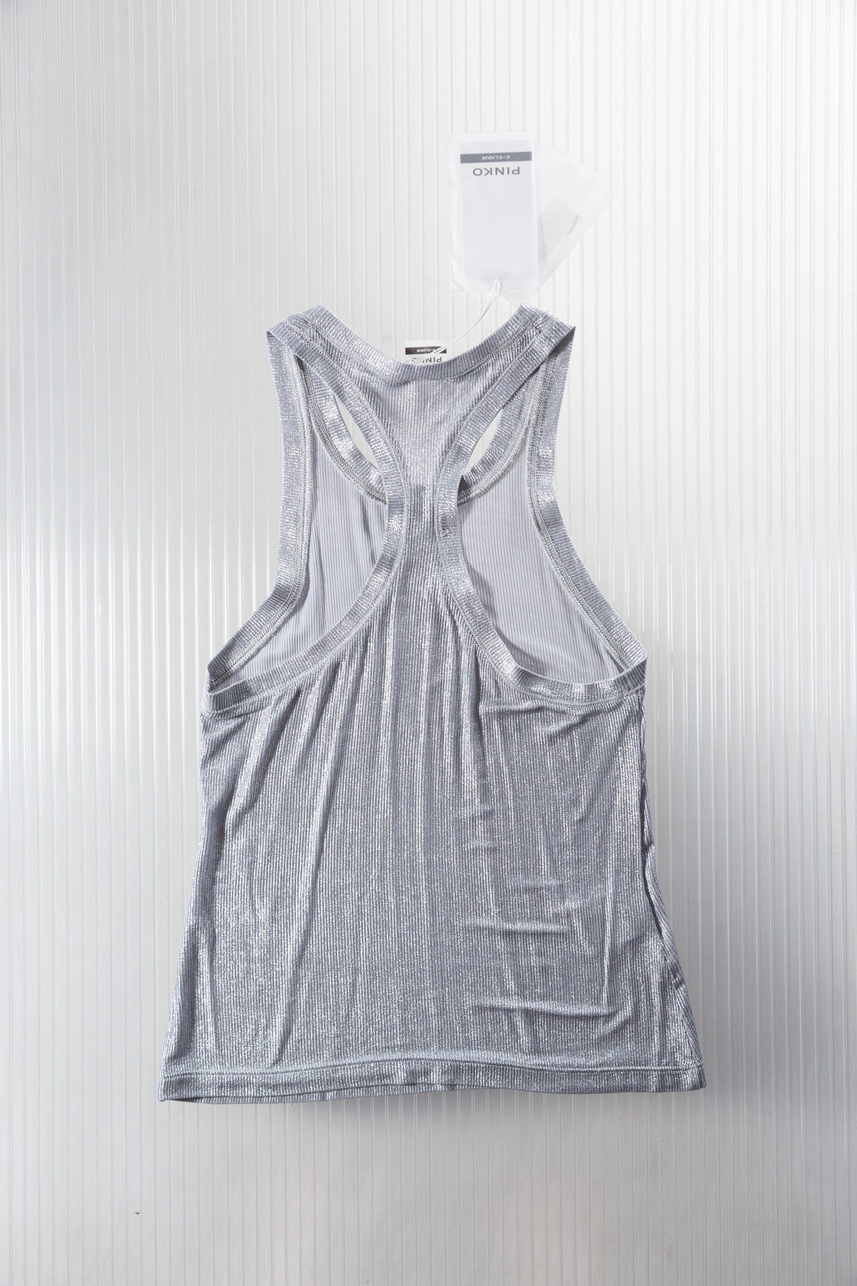 SILVER METALLIC VISCOSE TANK TOP