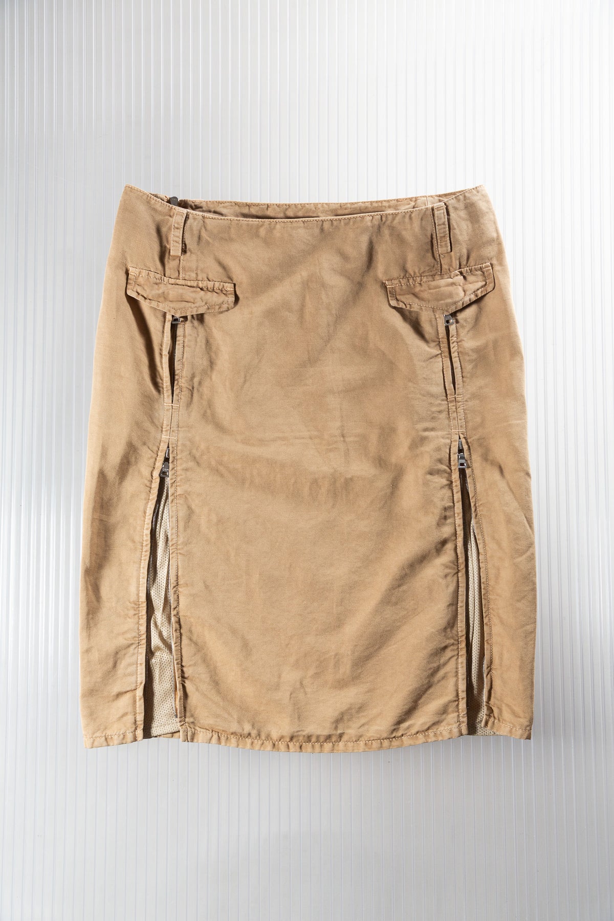 PRADA 2000S ZIP DETAIL MIDI SKIRT