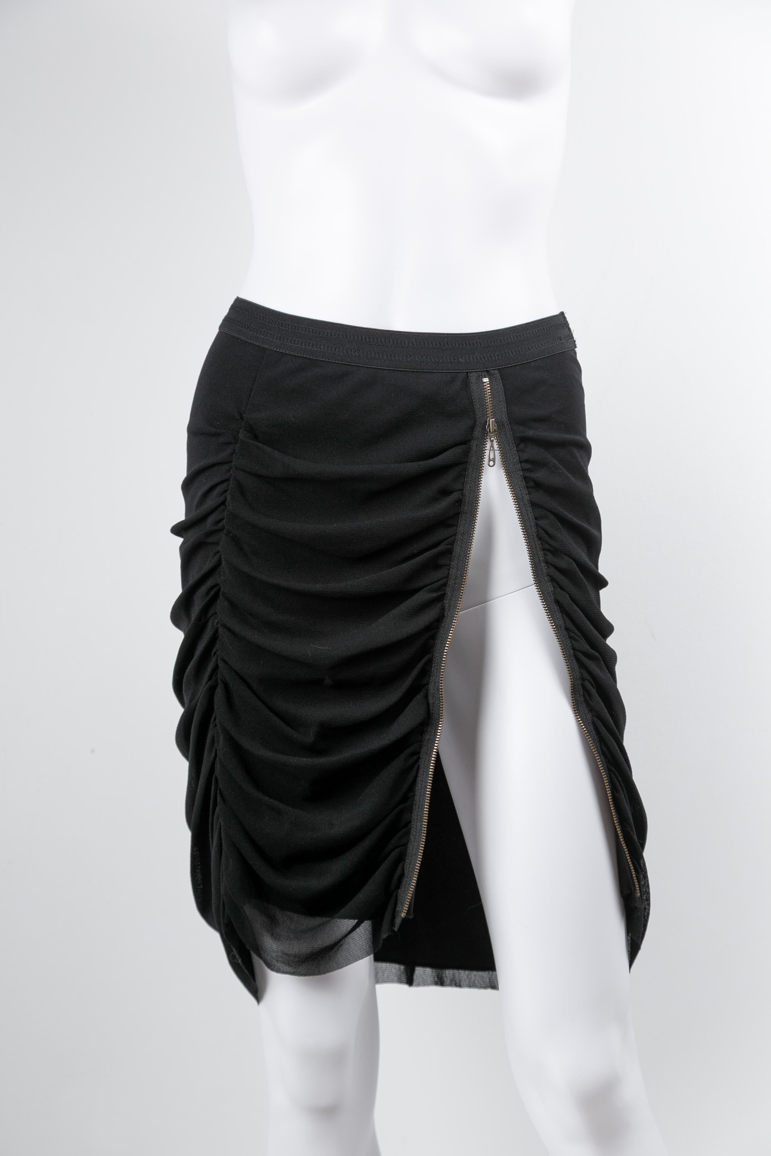 RUCHED ZIP MESH SKIRT