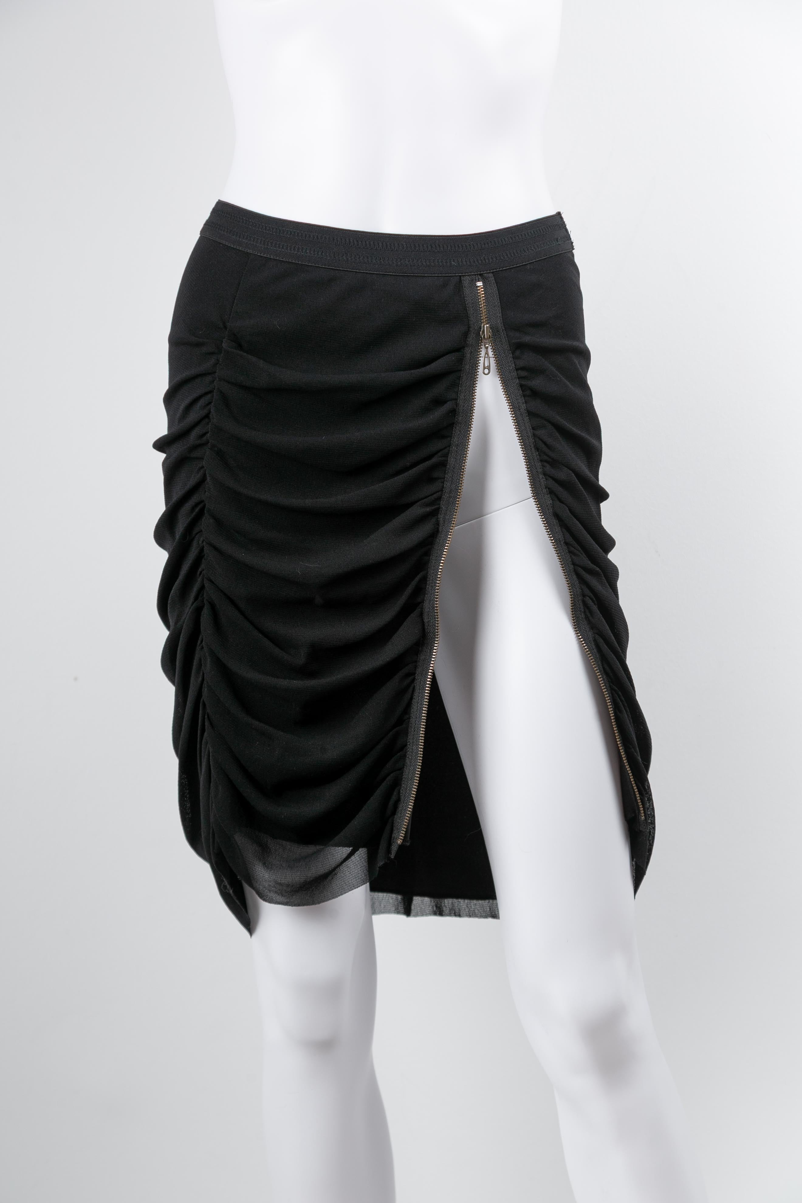 RUCHED ZIP MESH SKIRT