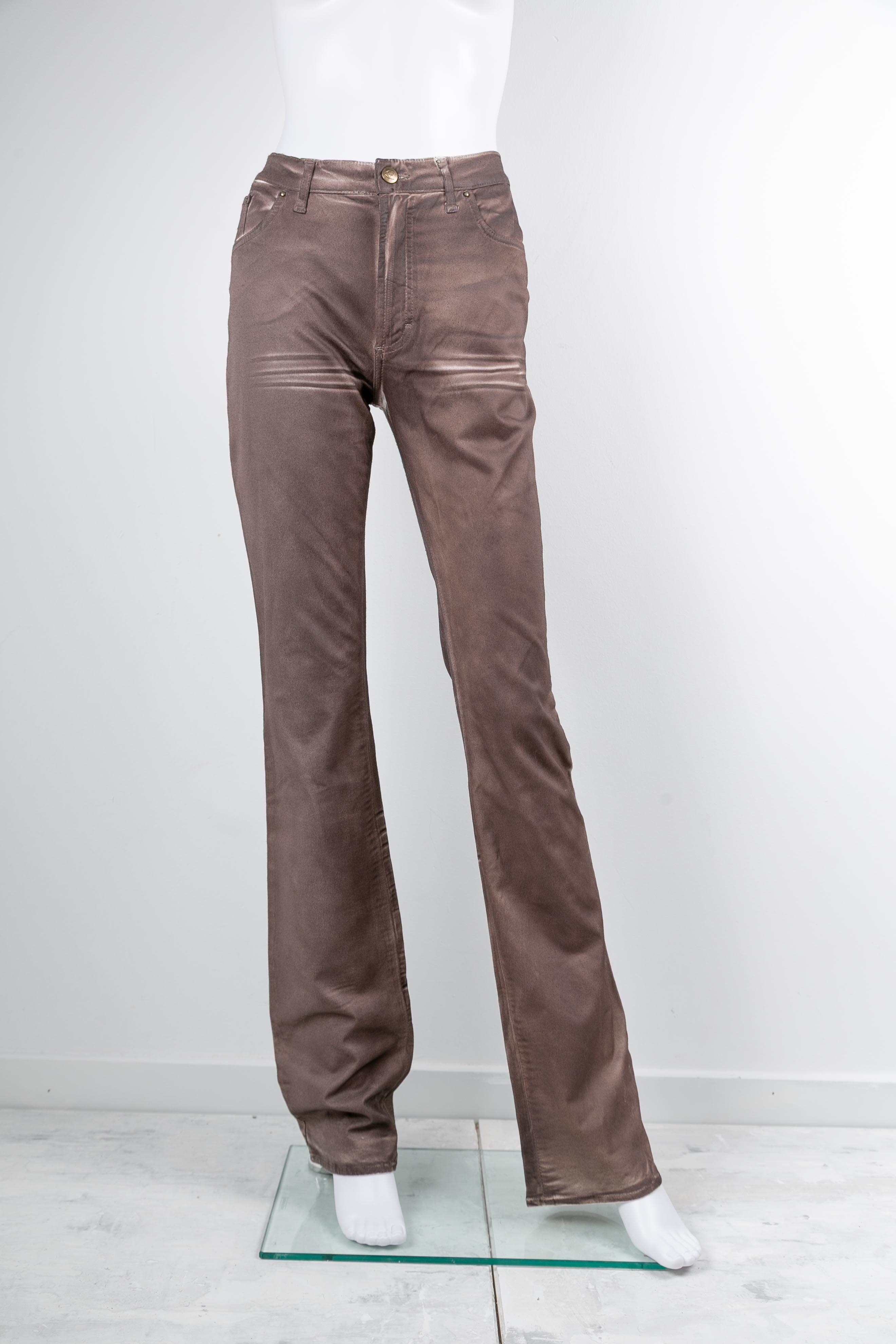 2000s BROWN WAX PANTS