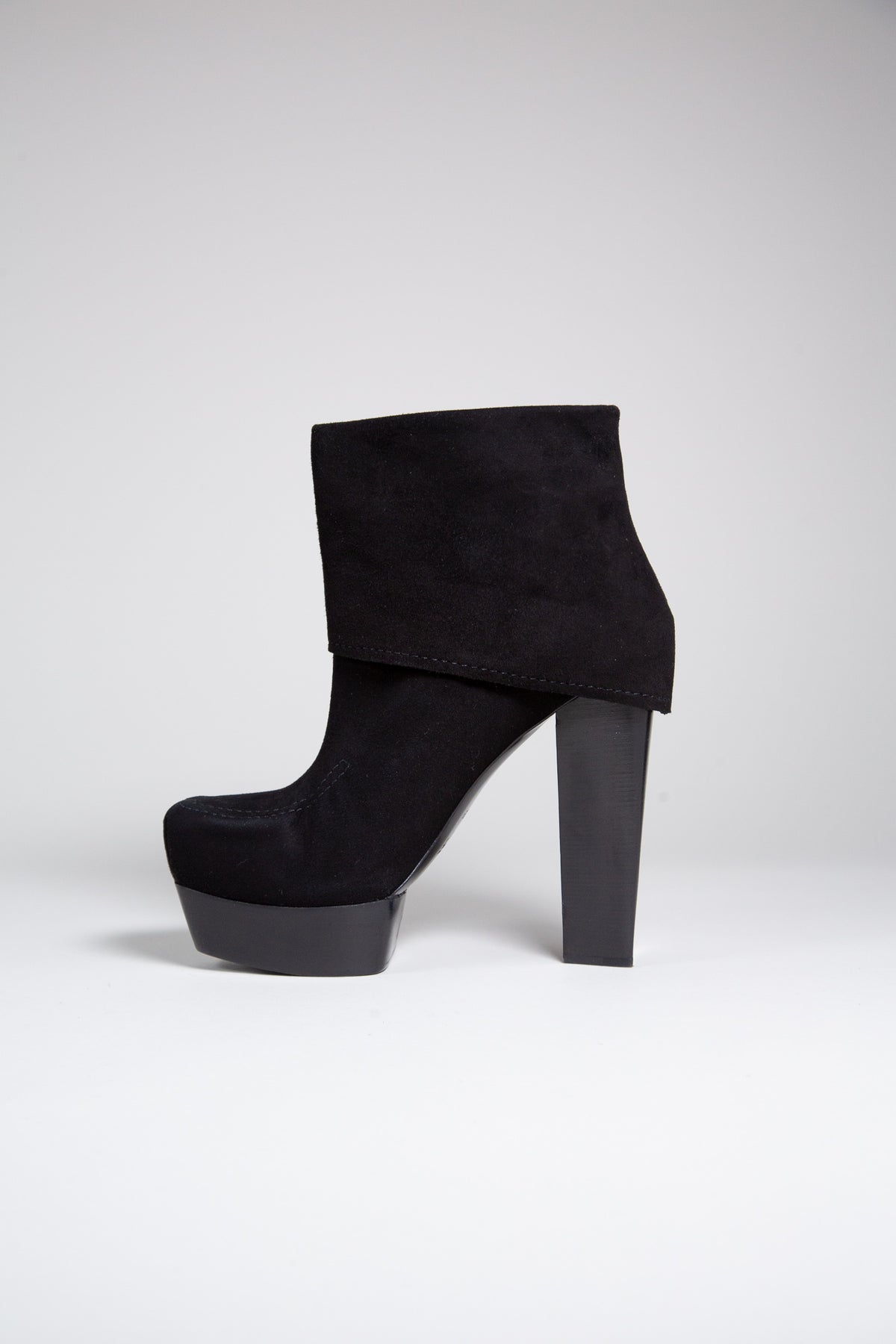 COSTUME NATIONAL SUEDE PLATFORM ANKLE BOOTS
