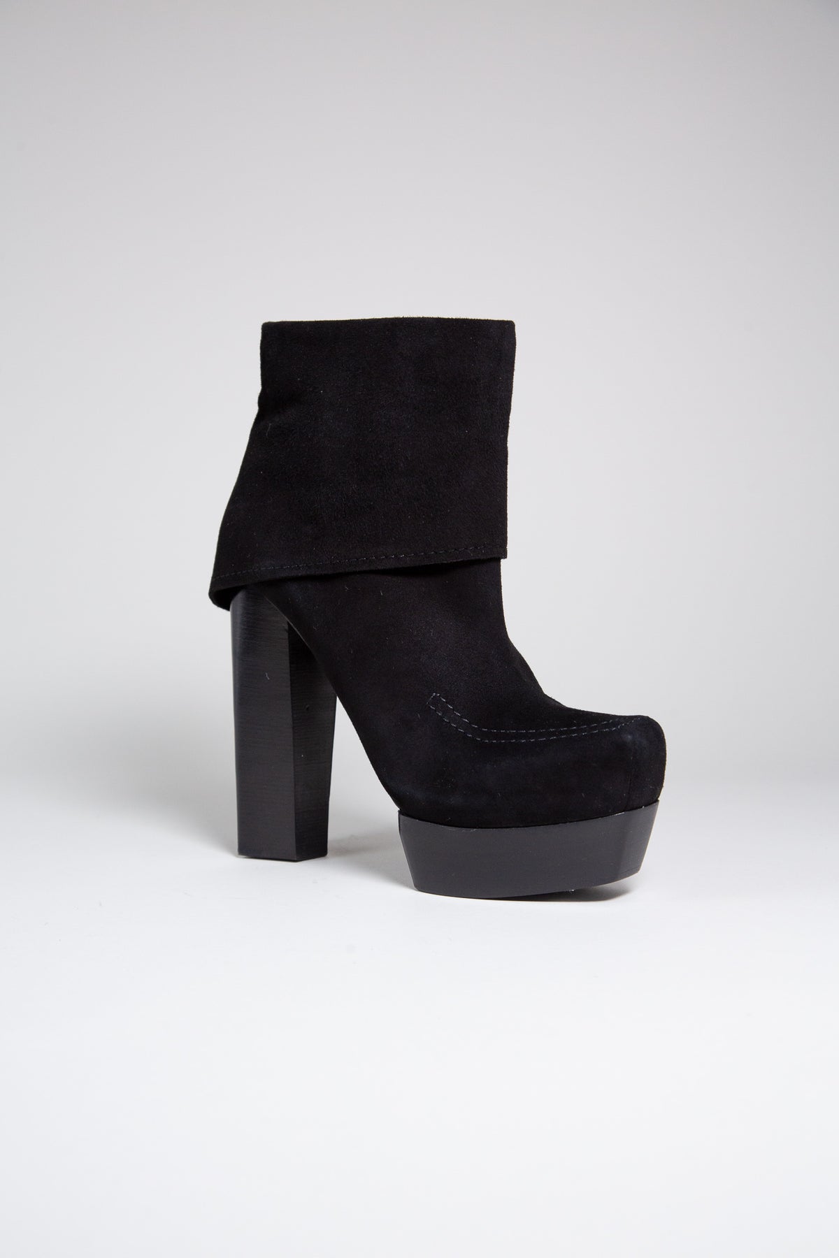 COSTUME NATIONAL SUEDE PLATFORM ANKLE BOOTS