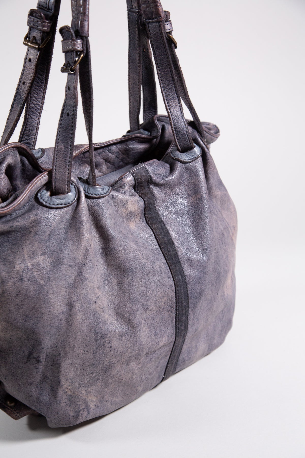 DUSTY MAUVE LEATHER SLOUCHY TOTE BAG