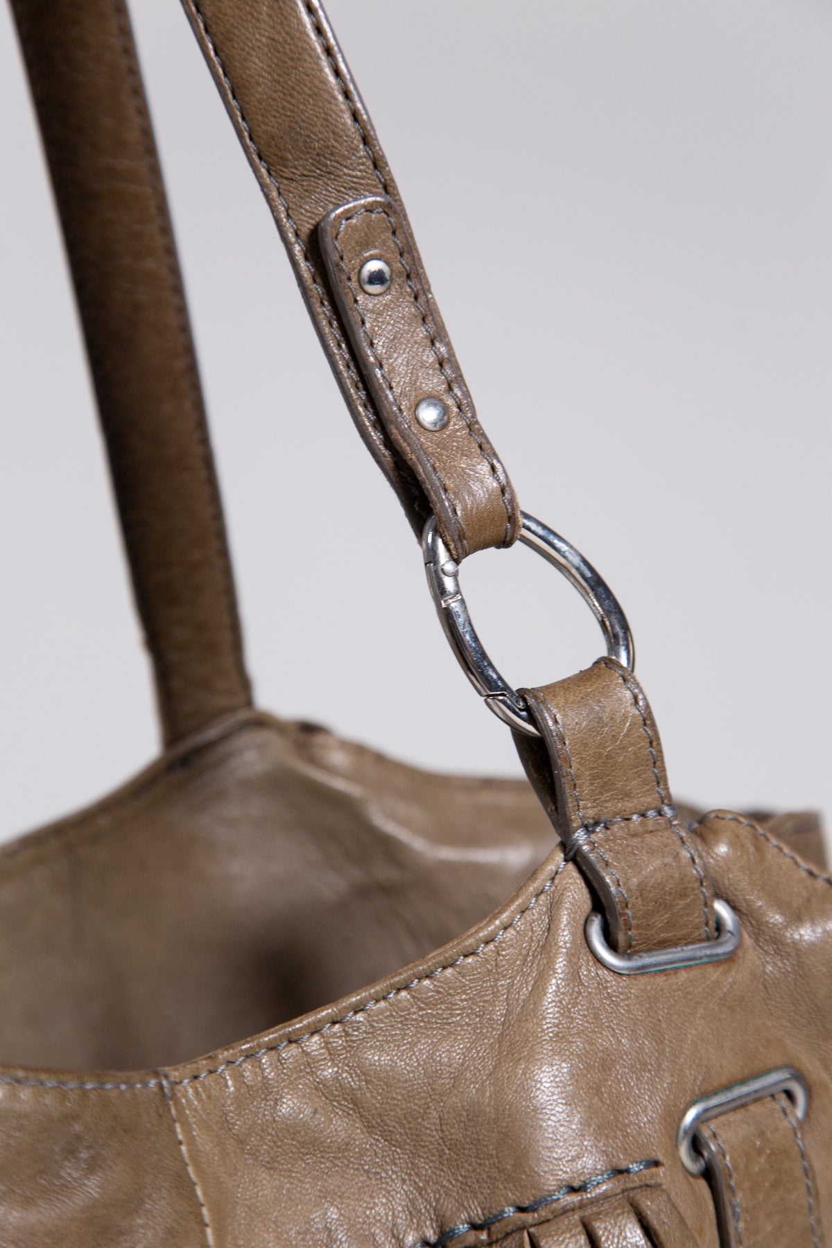 COSTUME NATIONAL BROWN LEATHER FRINGE TOTE BAG