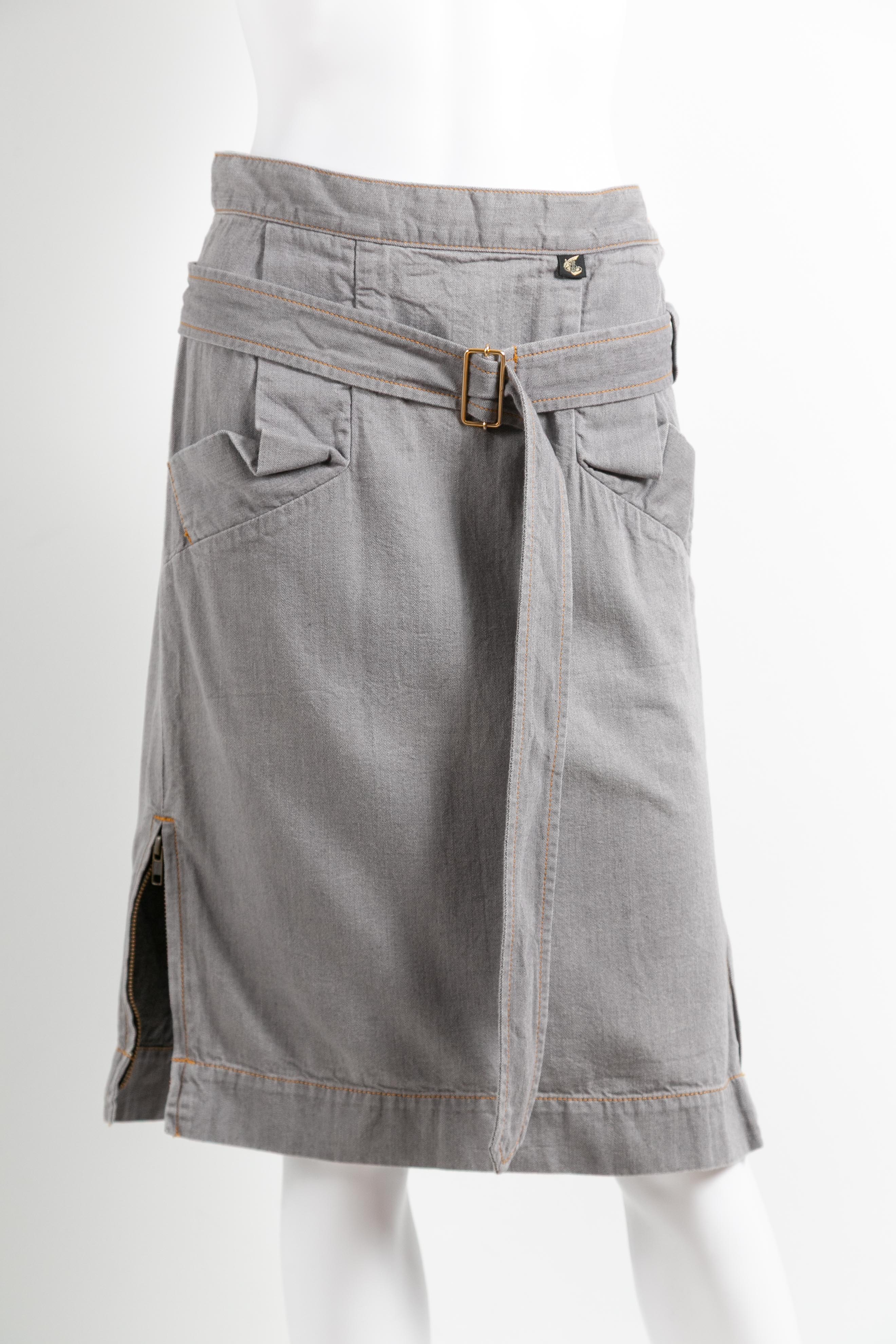 BELTED DENIM SKIRT