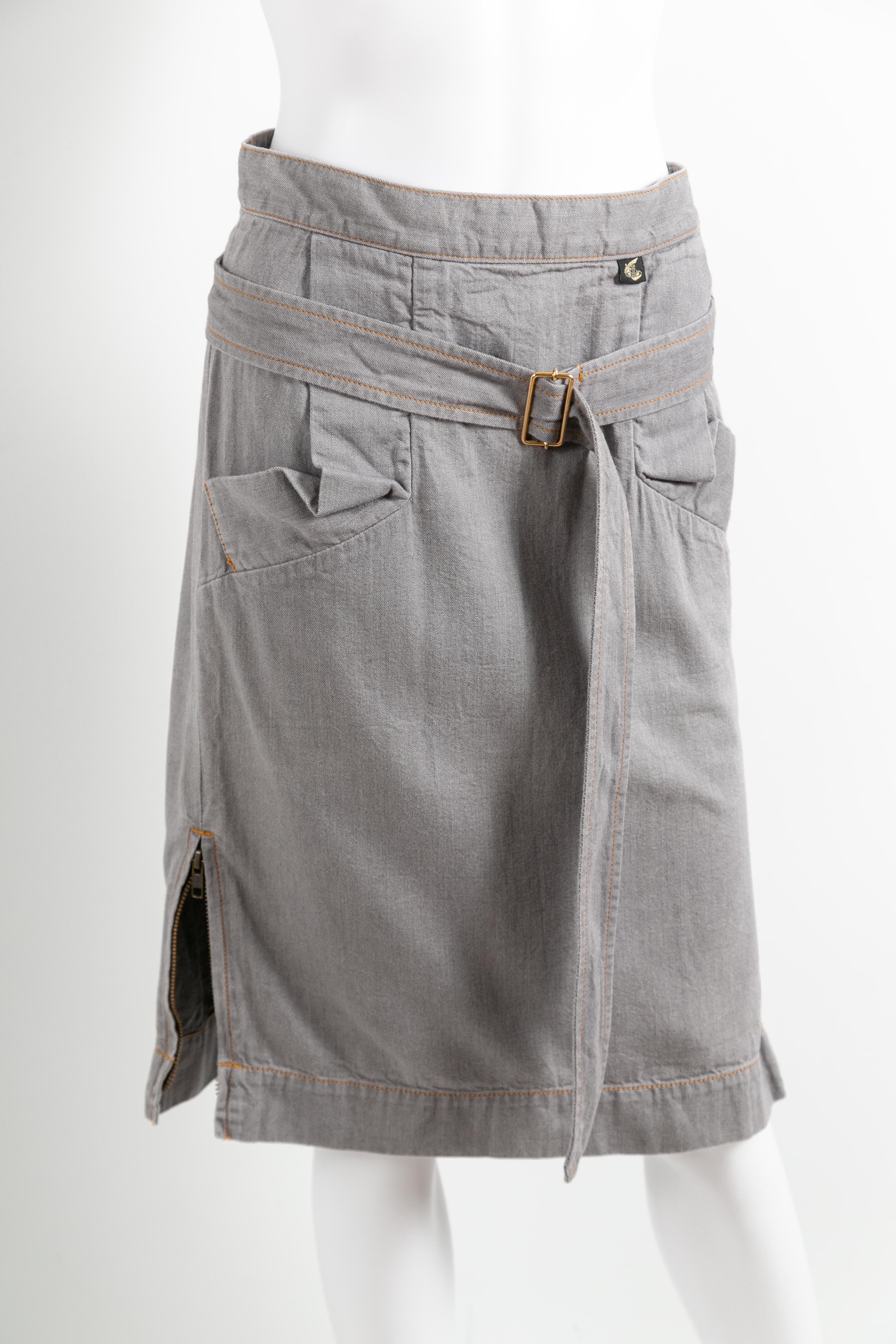 BELTED DENIM SKIRT