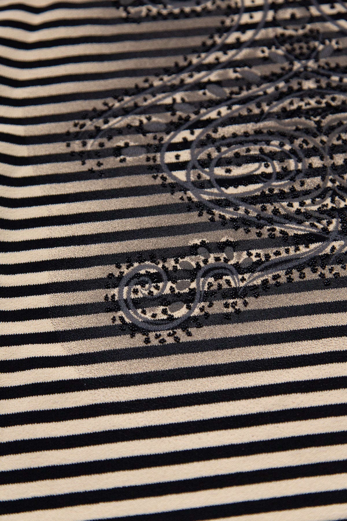 BLACK & CREAM STRIPED ORNAMENTAL PRINT CAMISOLE TOP