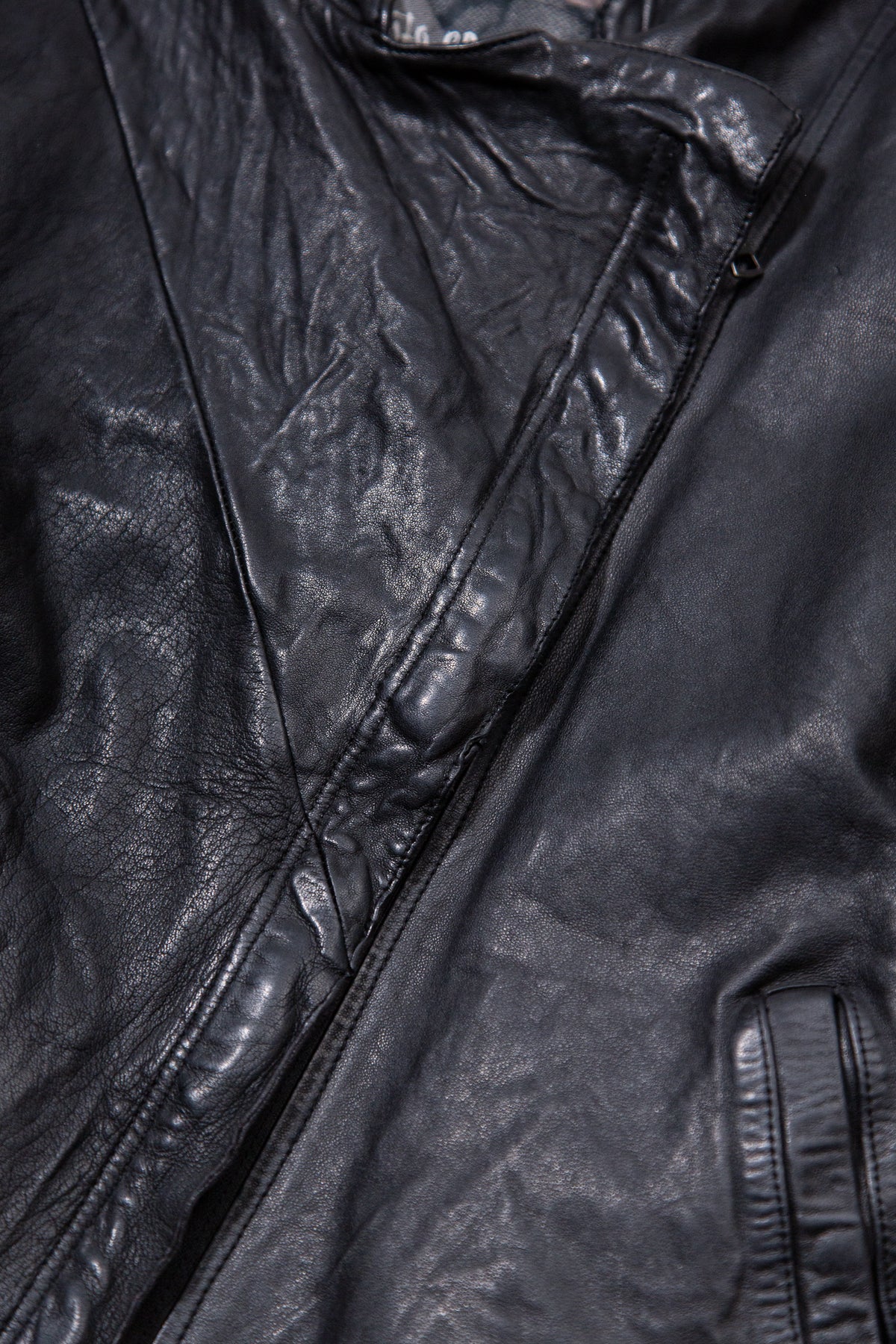 GIORGIO BRATO BLACK ASYMMETRIC LEATHER JACKET