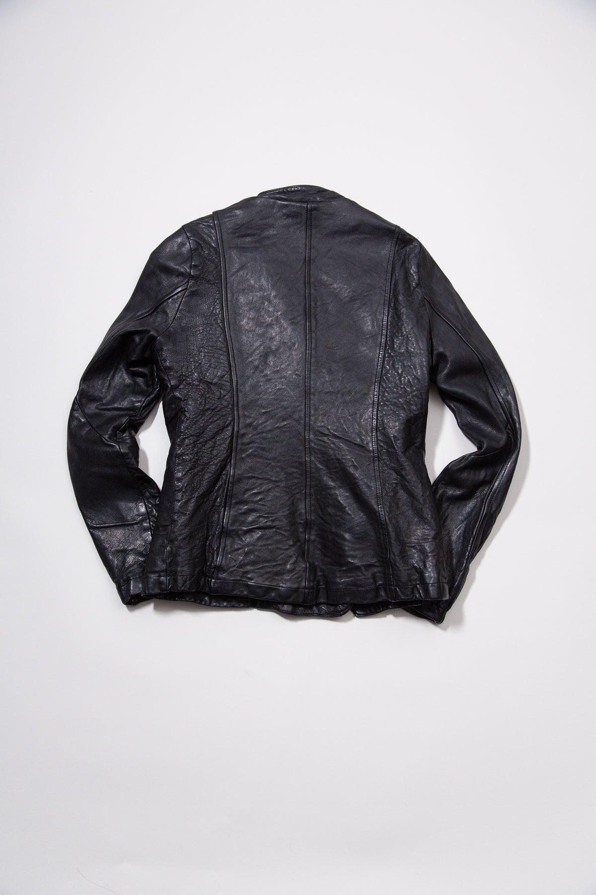 GIORGIO BRATO BLACK ASYMMETRIC LEATHER JACKET