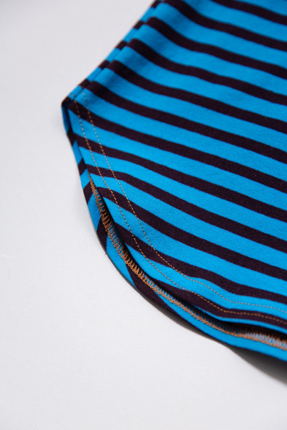 JEAN PAUL GAULTIER BLUE AND BROWN STRIPED TOP