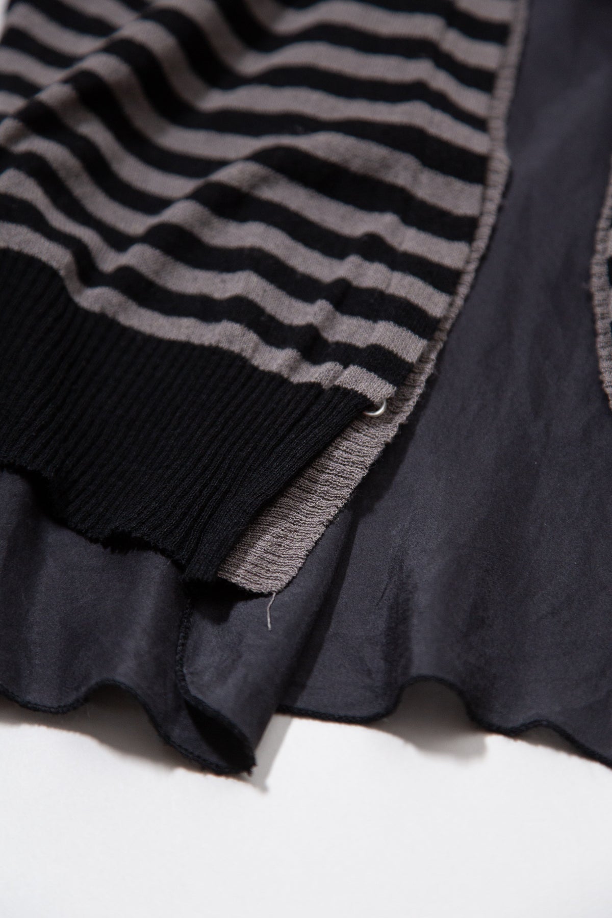STRIPED SILK KNIT LAYERED CARDIGAN