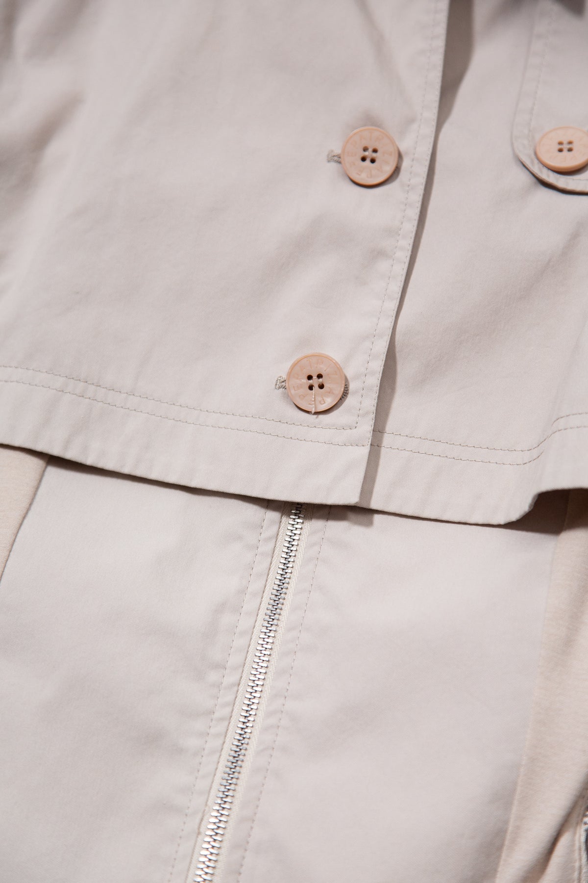 BEIGE ZIP DETAIL LAYERED JACKET