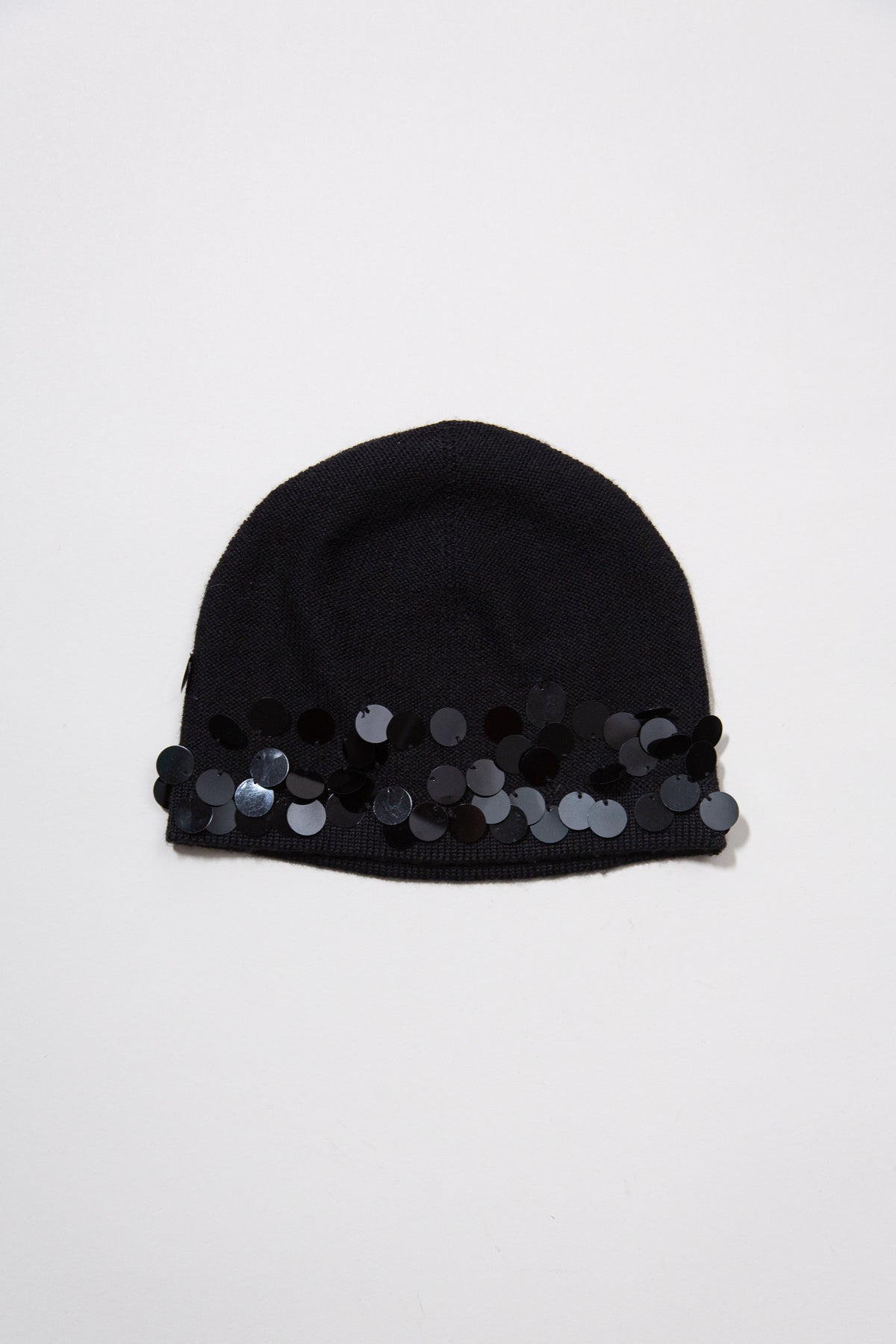 ARMANI BLACK KNIT SEQUIN EMBELLISHED HAT & GLOVES SET