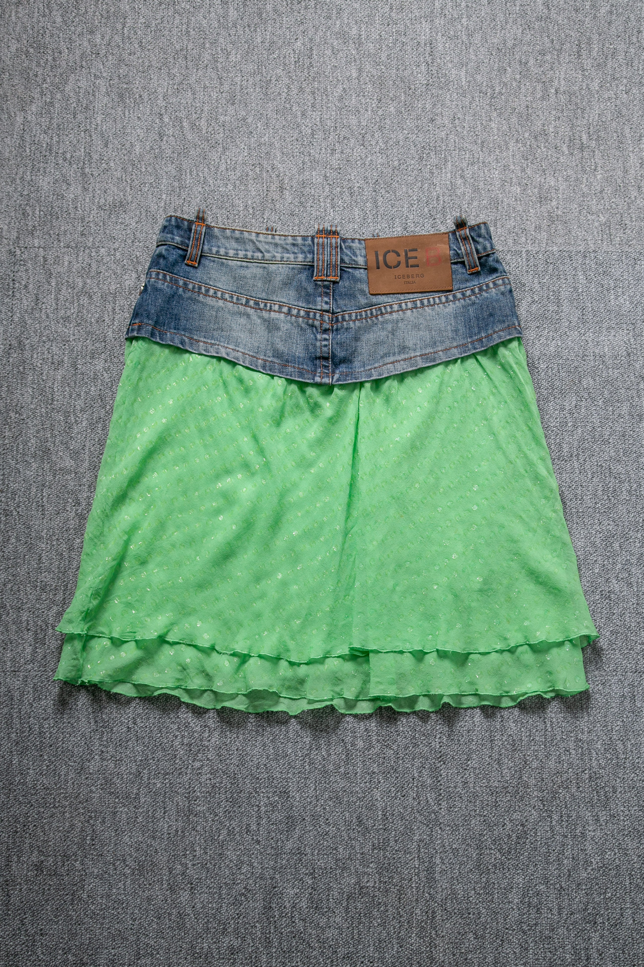 DENIM & GREEN CHERRIES SKIRT