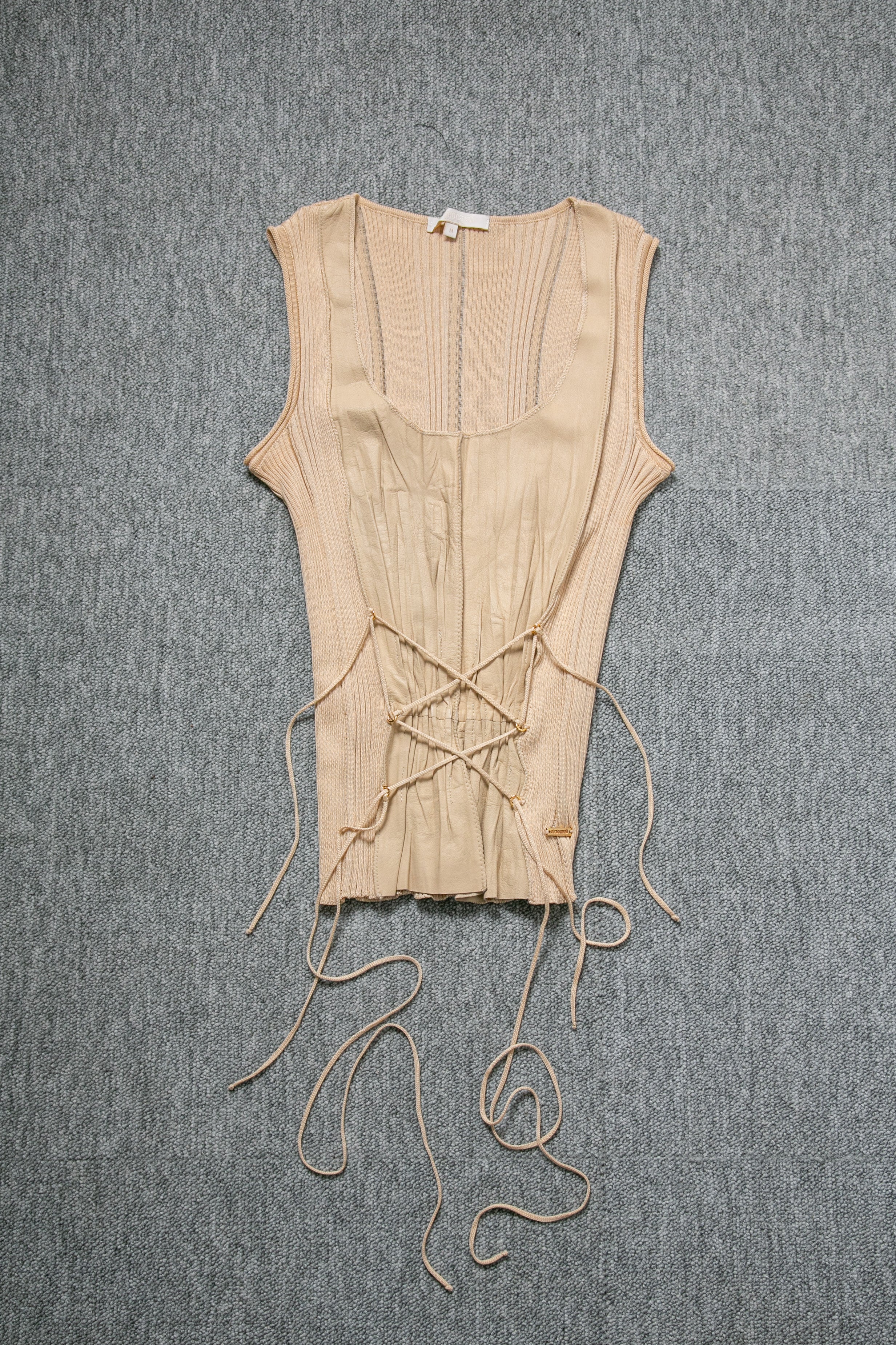 2000S LACED LEATHER TOP