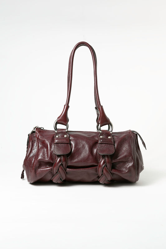 Coccinelle Merlot Red Leather Tote Bag